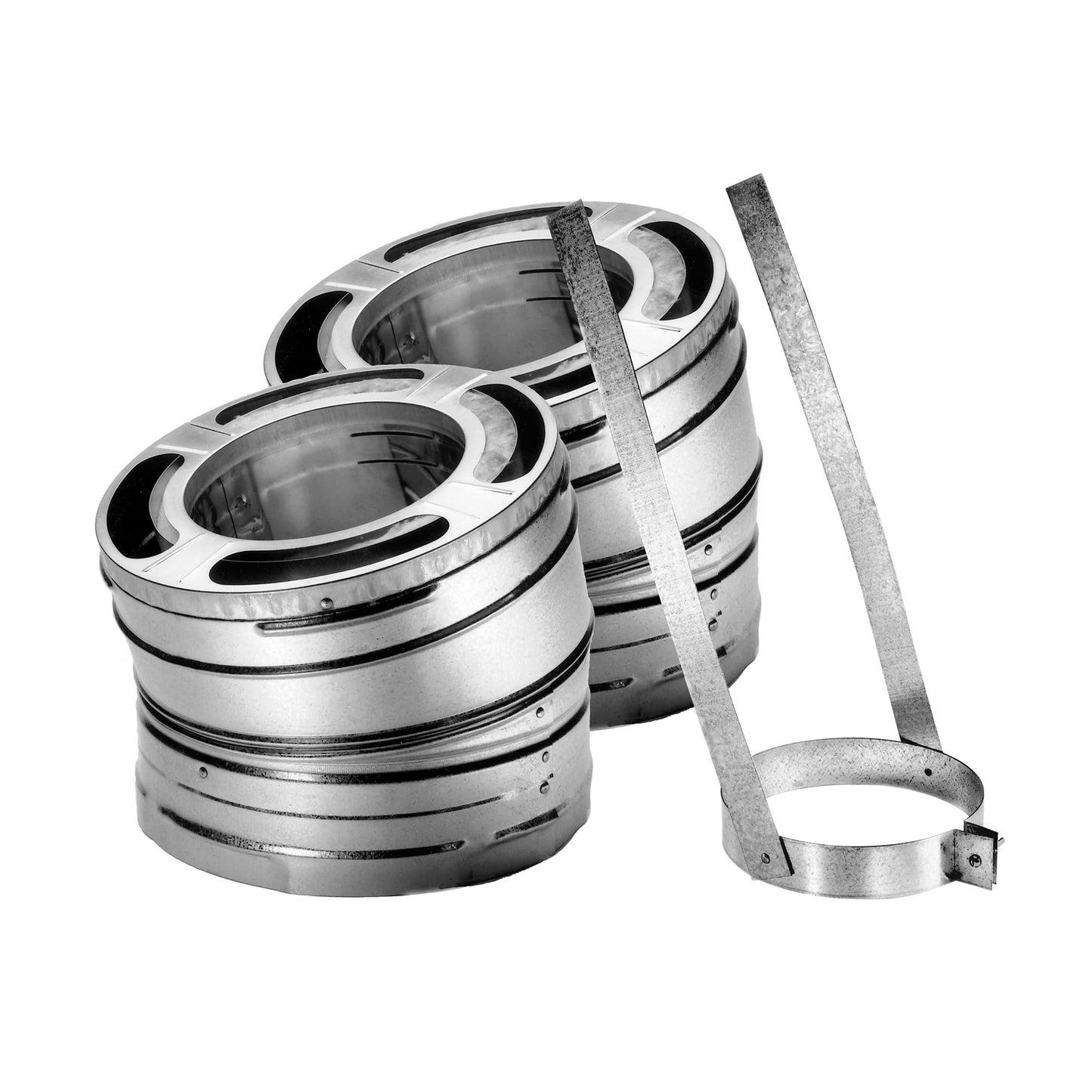 DuraVent 105014 DuraPlus 6" Diameter 30° Stainless Steel Elbow Kit with 2 Elbows & 1 Elbow Strap
