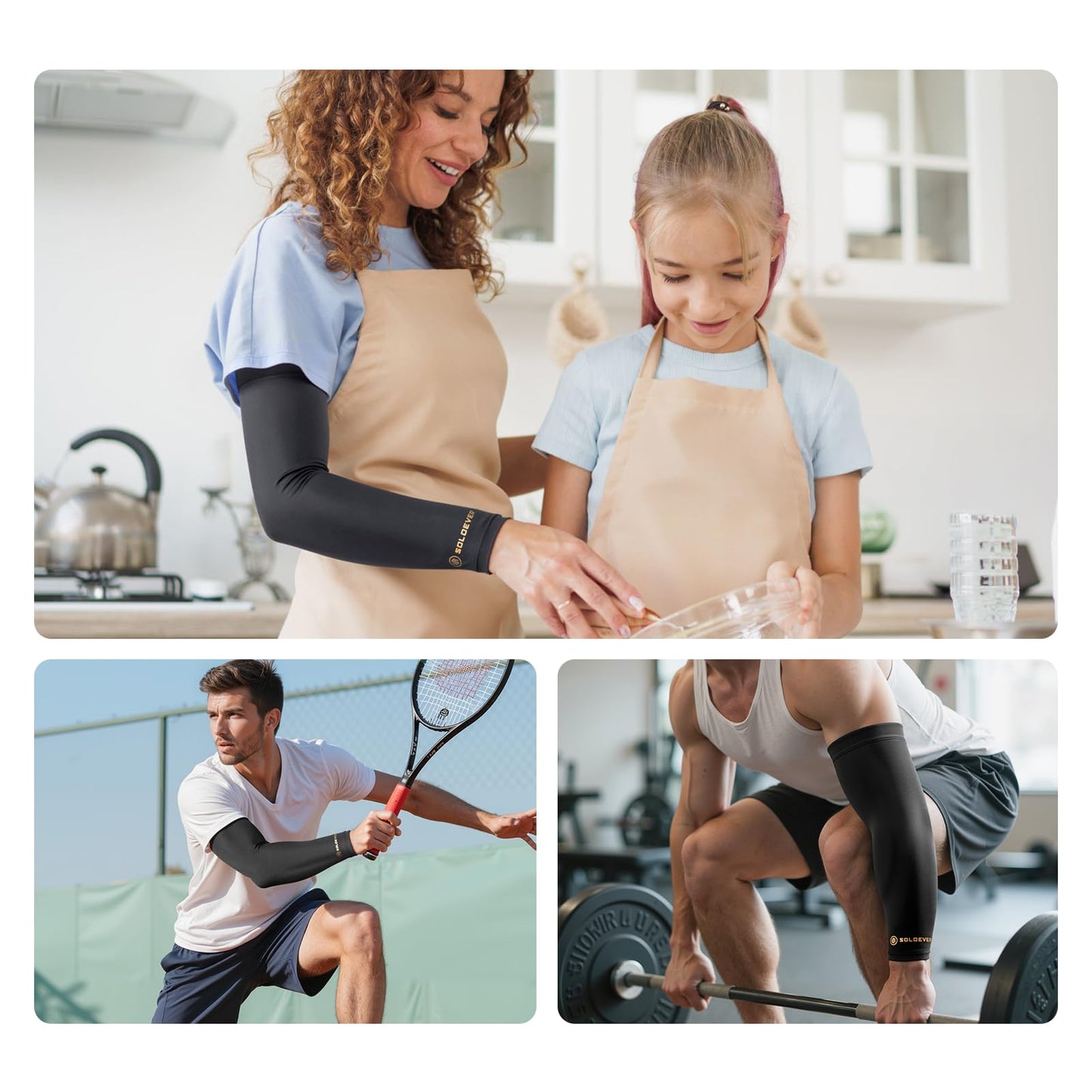 [360° Full Compression] Copper Arm Sleeves for Men & Women, [Ultra Breathable] Arm Brace for Forearm, Bicep, Triceps, Tennis Elbow, Basketball, Golf, Arthritis, Tendonitis, Bursitis (Black, L/XL)