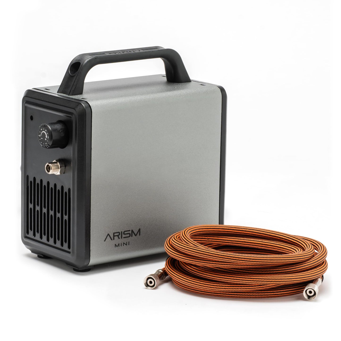 SPARMAX ARISM Mini Airbrush Compressor – Compact, Quiet, Oil-Free Air Compressor with Adjustable Pressure, Built-in Holder, Braided Hose – Portable for Art, Makeup, Nail Design & More