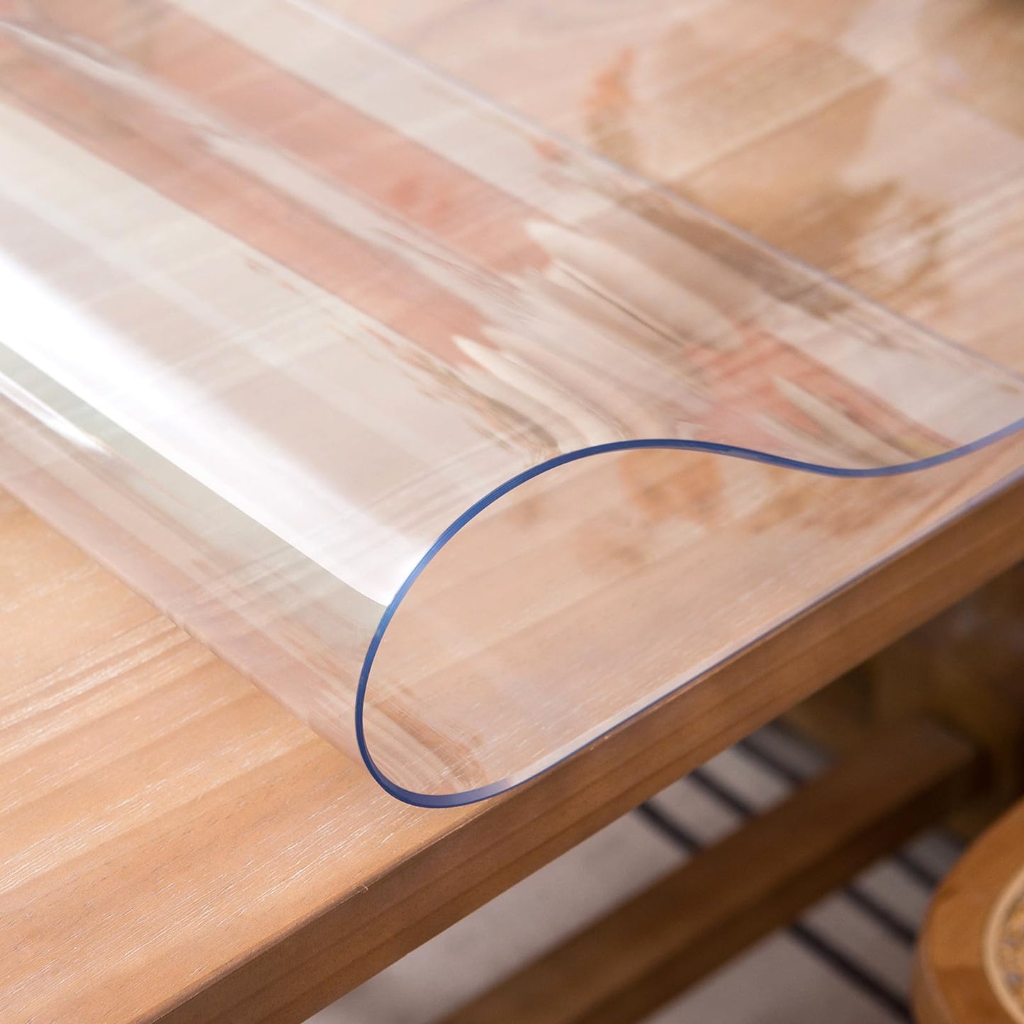 Whirltique Round Clear Table Protector, 70" Round, 1.5mm Thick, Clear Vinyl Table Cover, Scratch Resistant, Dining Room Table Cover
