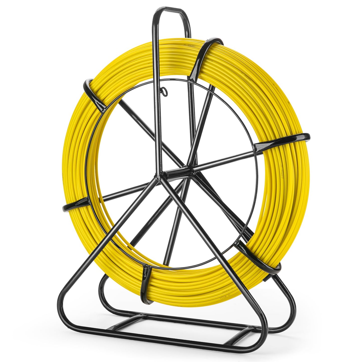 6mm x 200m (656ft) Fiberglass Fish Tape with Steel Reel Stand - Non-Conductive Duct Rodder & Cable Puller for Electrical Wiring, Conduit, Walls and Pipes