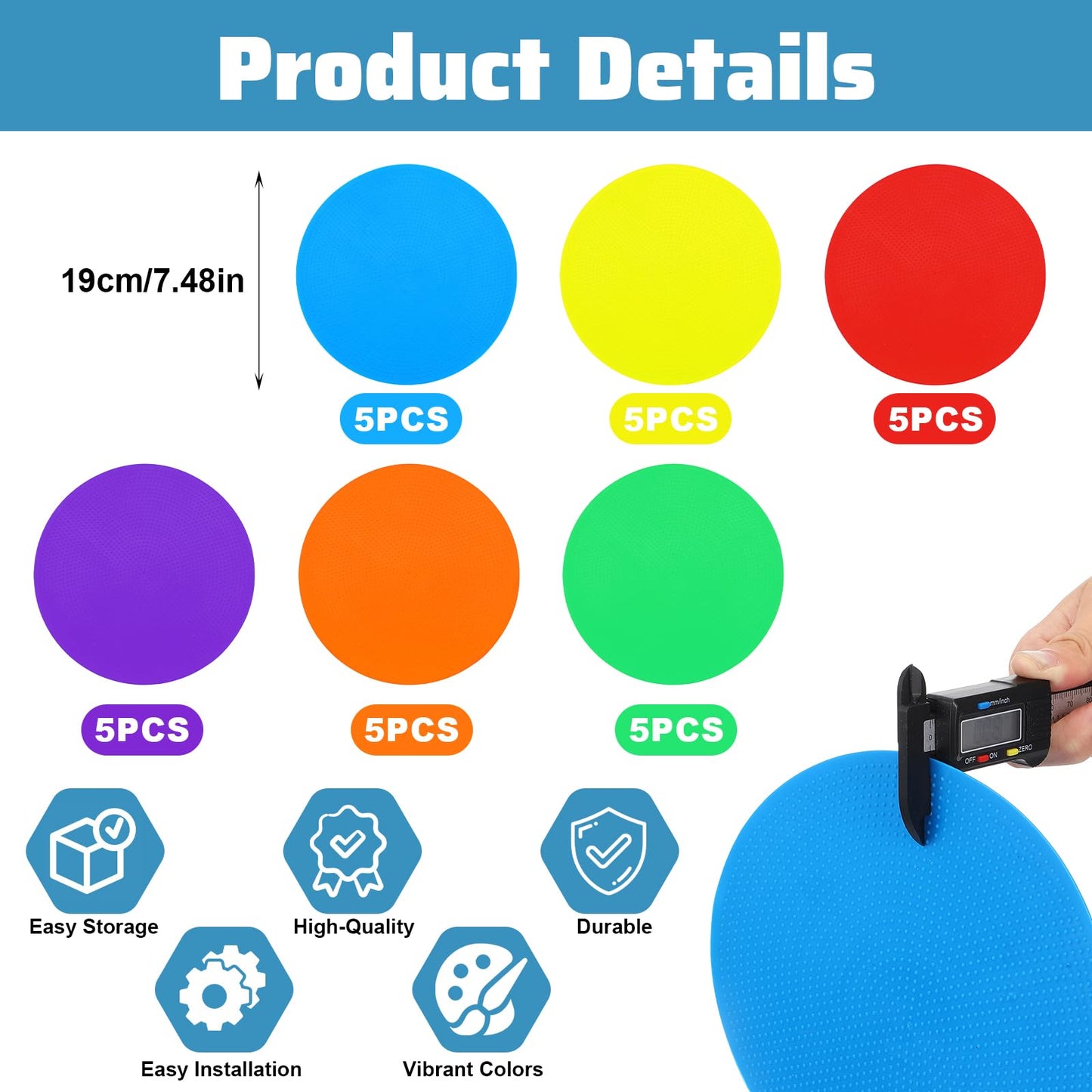Lemecima 30 Pcs Spot Markers Floor Spots with Bag Non Slip Vinyl Poly Dots for Gym Floor Basketball Football Soccer Sports Speed Agility Training Gym Dance Classroom