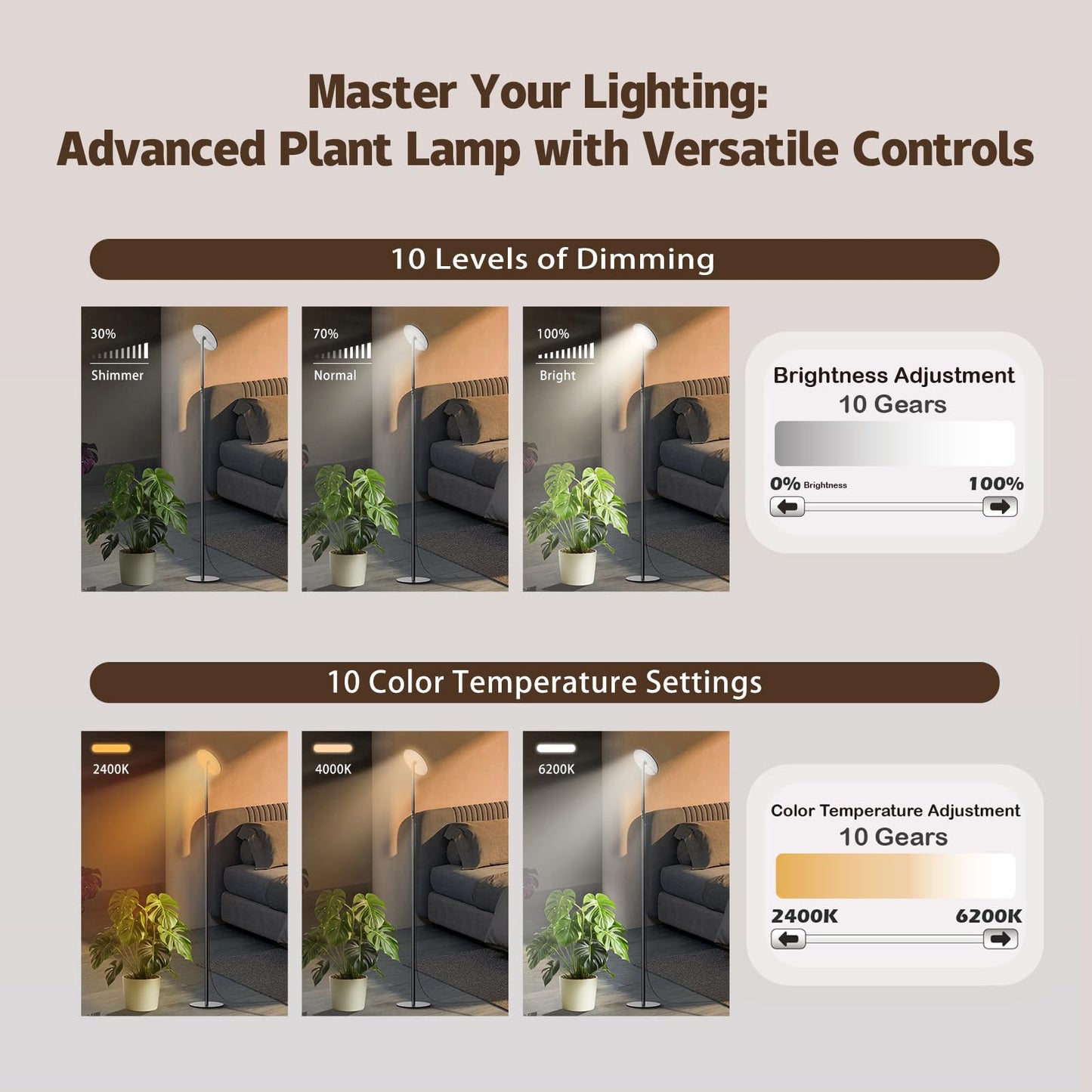 AJABotanics Grow Light for Indoor Plants 60W Full Spectrum LED, 85'' Adjustable Standing Plant Light, Tall Grow Light with Timer & 10-Level Dimmable, Ideal for Large Plants & Indoor Trees