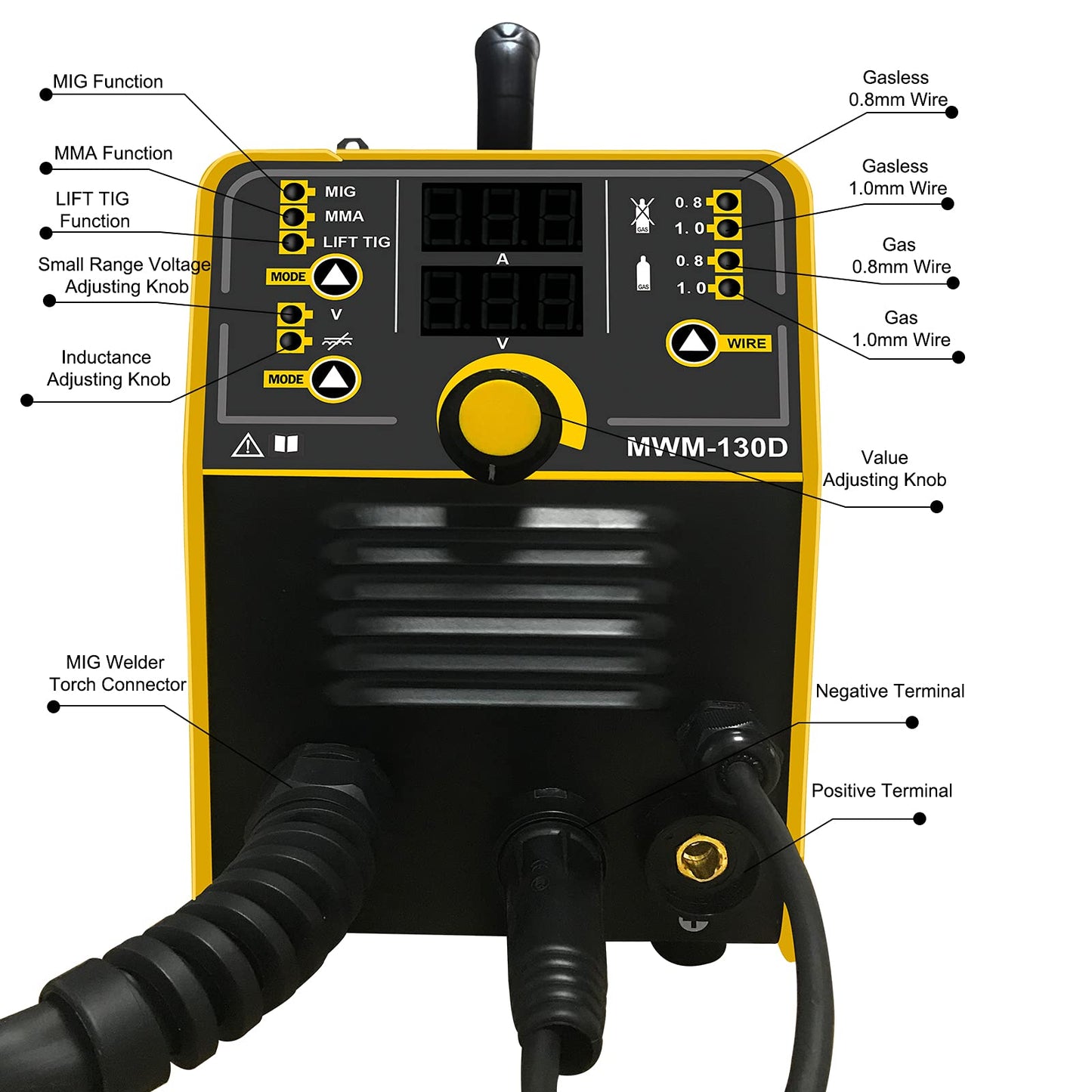MYYWELD MIG Welder, 110/220V Dual Voltage Gas Gasless multiprocess welder, 4-in-1 Solid Wire/Flux MIG/Stick ARC/Lift TIG, IGBT Inverter Welding Machine