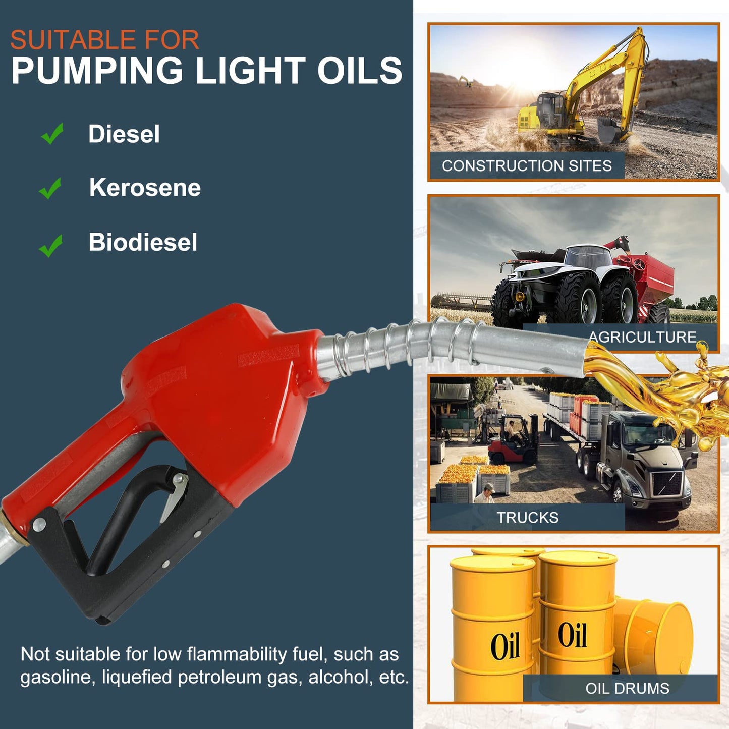BLACKHORSE-RACING Self Priming 110v Ac 16GPM Oil Transfer Pump Fuel Diesel Kerosene Biodiesel Pump w/Hose & Nozzle