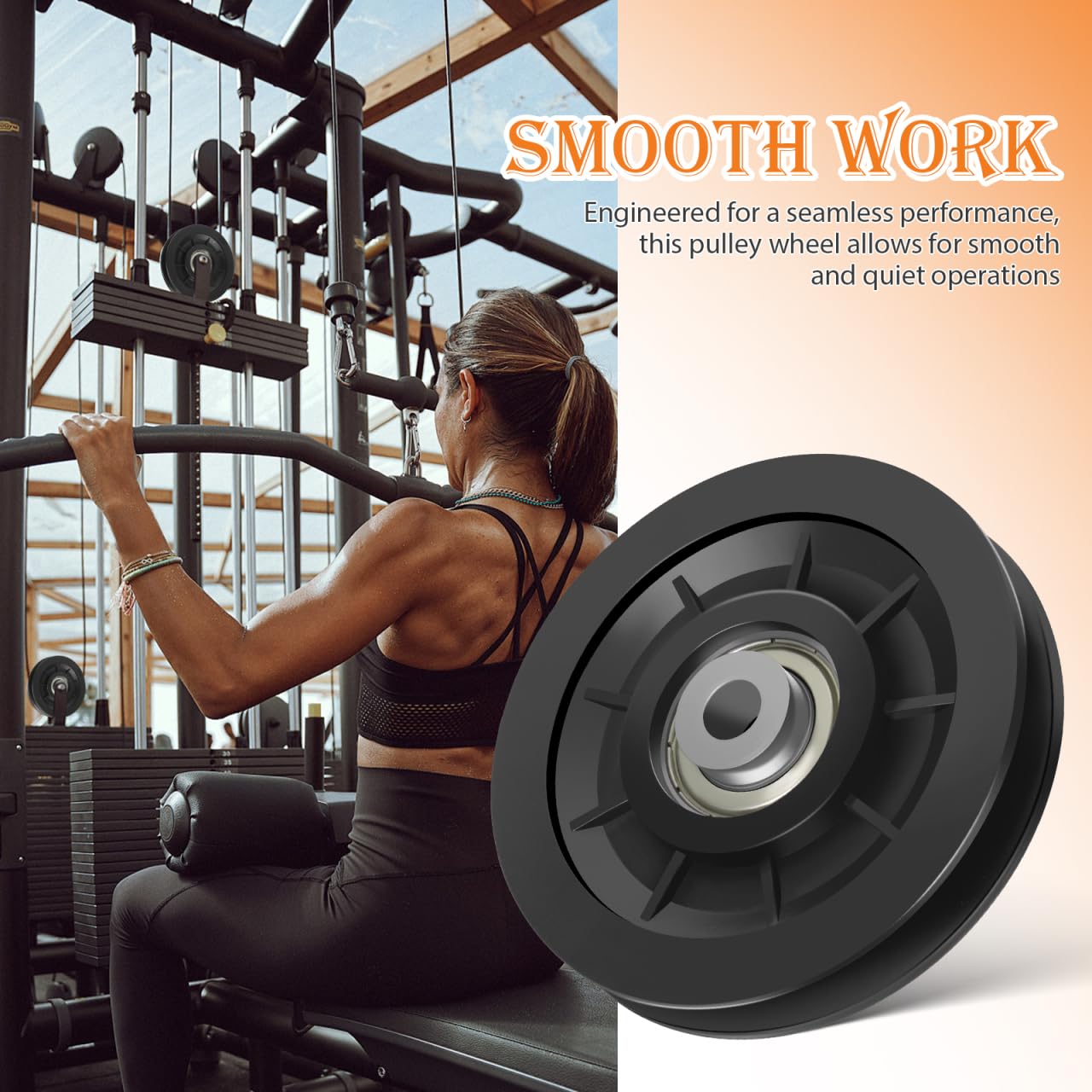 Mipcase 2 Pack Fitness Pulley Wheels 3.58 Inch Nylon Bearing Replacement for Gym Cable Pulley System Heavy Duty Smooth Exercise Equipment Parts
