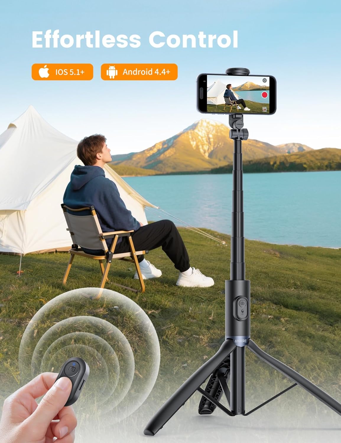 ANXRE 67.7" NT99 Selfie Stick Tripod with Light, Extendable Tripod Stand with Remote for Camera Phone Filming Vlogging