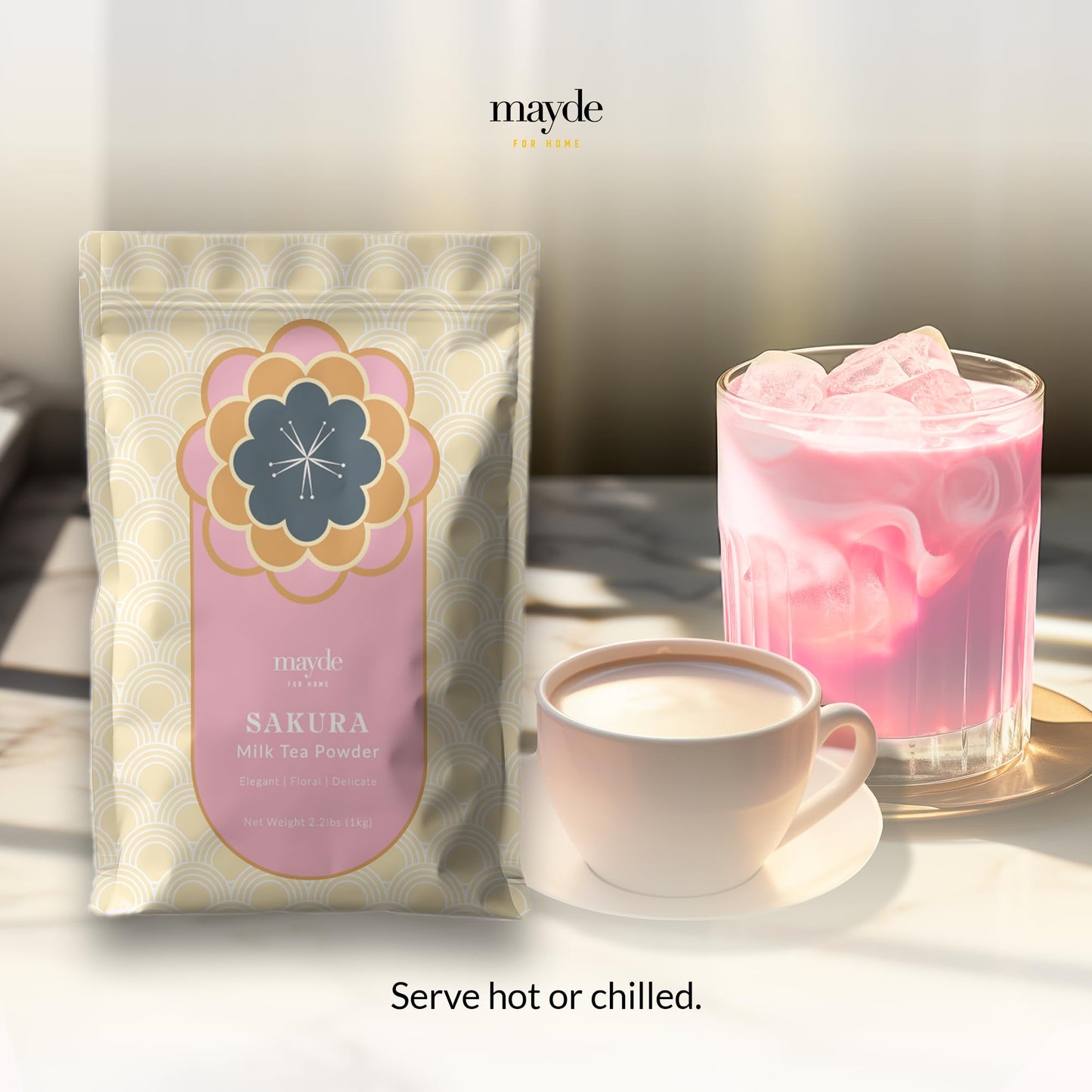 Mayde Sakura Milk Tea Powder, Instant MilkTea Powder From Taiwan, For Boba Milk Tea, 2.2 lbs