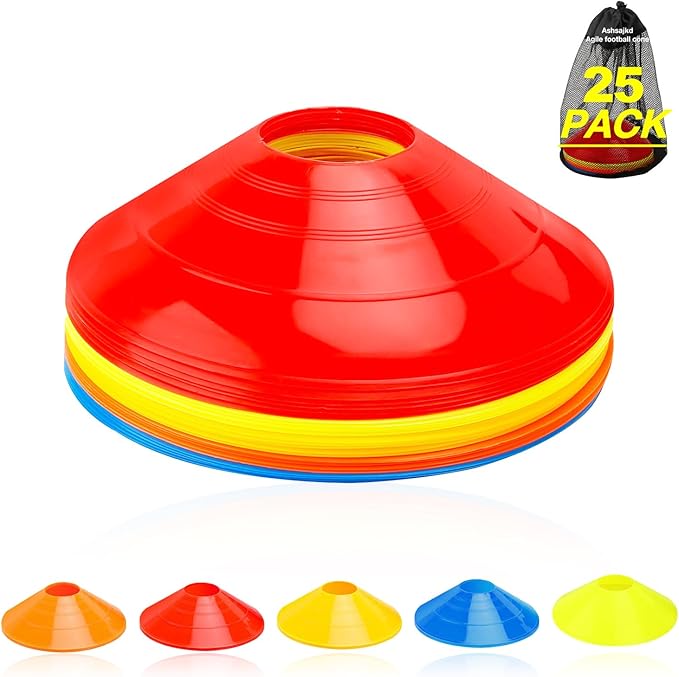 Ashsajkd(Set of 25/50/100 - Agility Soccer Cones with Carry Bag and for ï¼?Football Cones for TrainingFootball, Basketball, Coaching, Agility Cones for Indoor and Outdoor Games