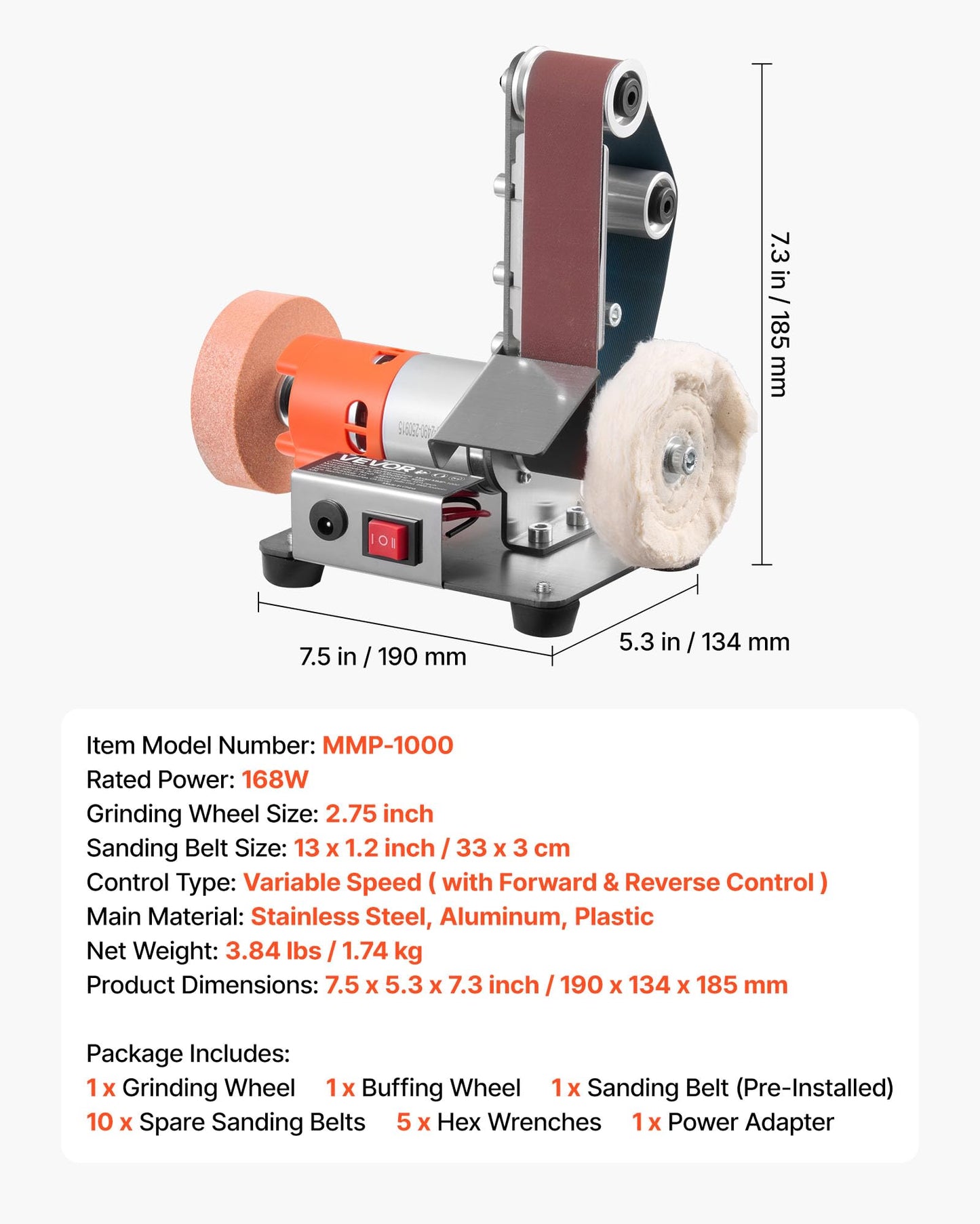 VEVOR Professional Belt Sander with Stand, 9" Disc & 6" x 48" Belt Sander Combo, 800W Sanding Machine with 0-45° Adjustable Worktable for Woodworking, Furniture Refinishing, Knife Sharpening