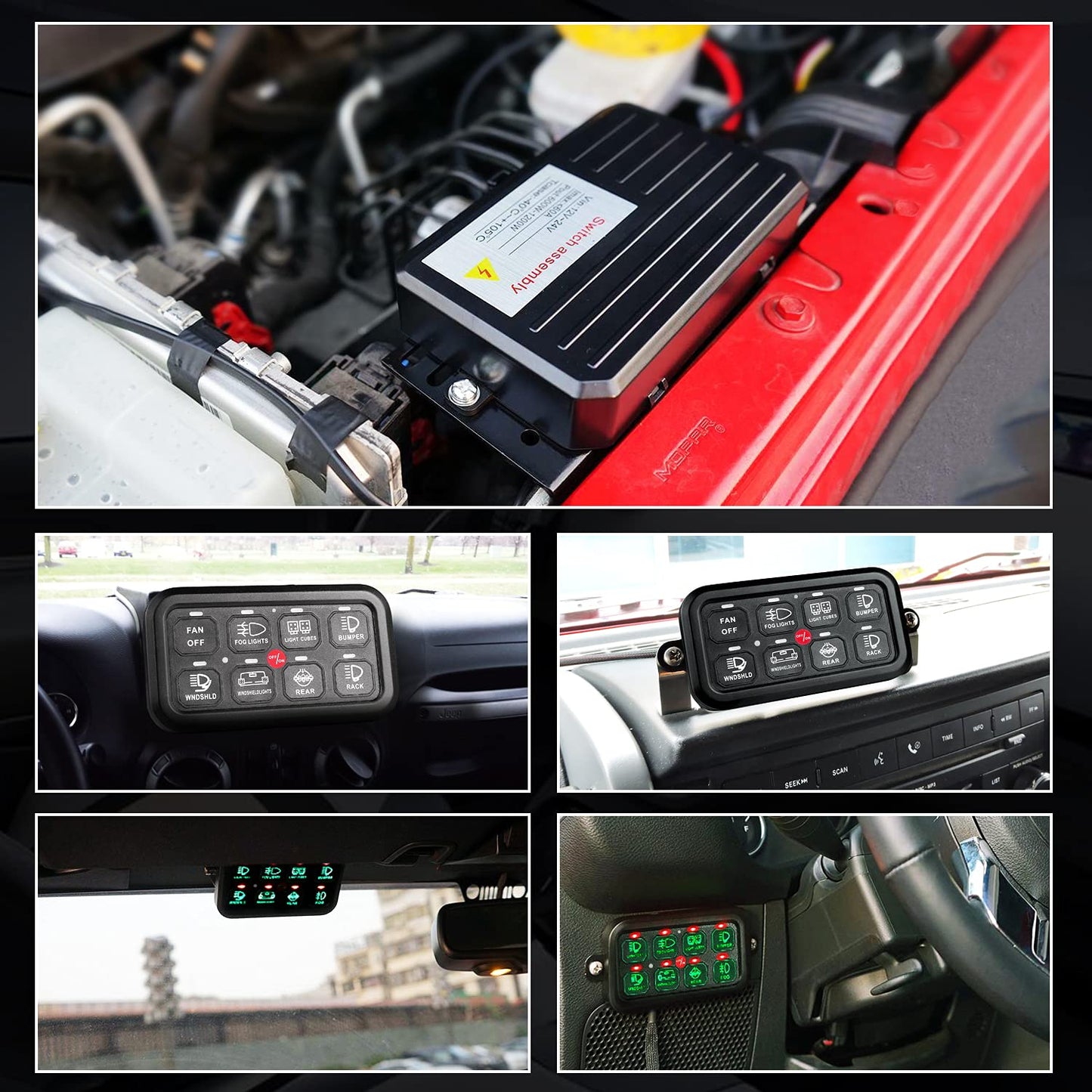 8 Gang Switch Panel, Niking Auto On-Off LED Car Switch Panel Circuit Control Relay System Box Universal Slim Touch Panel Waterproof for Truck Boat ATV UTV SUV Caravan Marine Can-Am