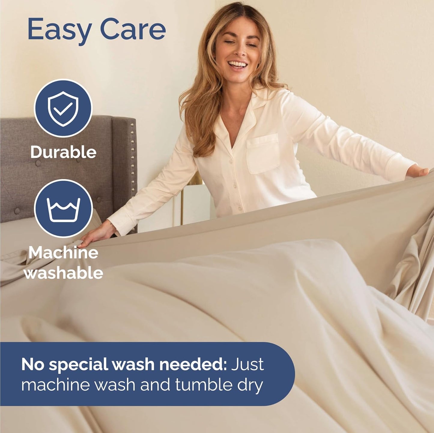 Skiennix Twin Size 3 Piece Sheet Set - Ultra-Soft Cooling Bed Sheets - Deep Pockets, Wrinkle-Free, Wheat Color
