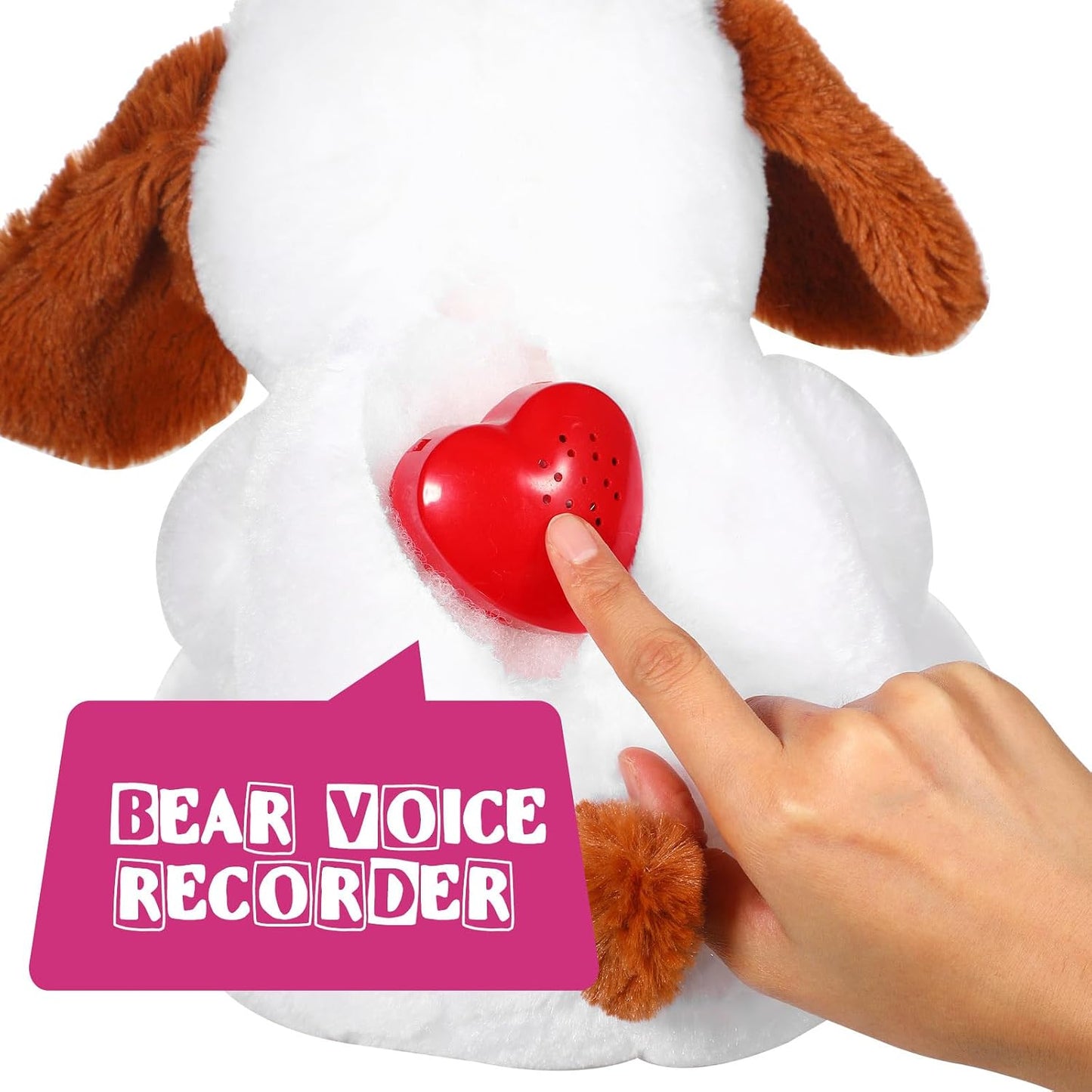 Civaner 4 Pack 60 Seconds Voice Recorder for Stuffed Animal Heart Red Push Button Heart Shaped Sound Recorder