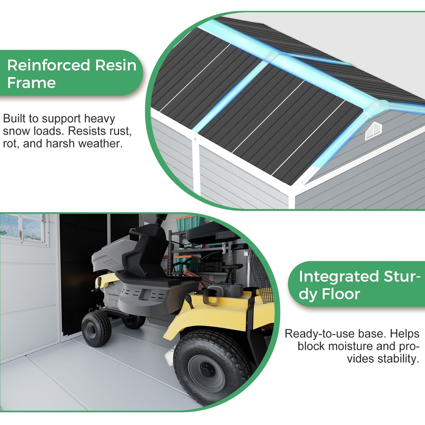 8x6 FT Resin Plastic Shed with Floor, Heavy-Duty 21-Gauge Reinforced Steel Frame, 16mm Ultra-Thick Panels, Outdoor Storage Sheds with Awning Windows and Air Vents