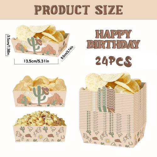 LeerooDecor 24 Pcs Western Theme Food Trays Cowboy Birthday Party Decorations Western party Decorations Yeehaw Western Baby Shower Favors