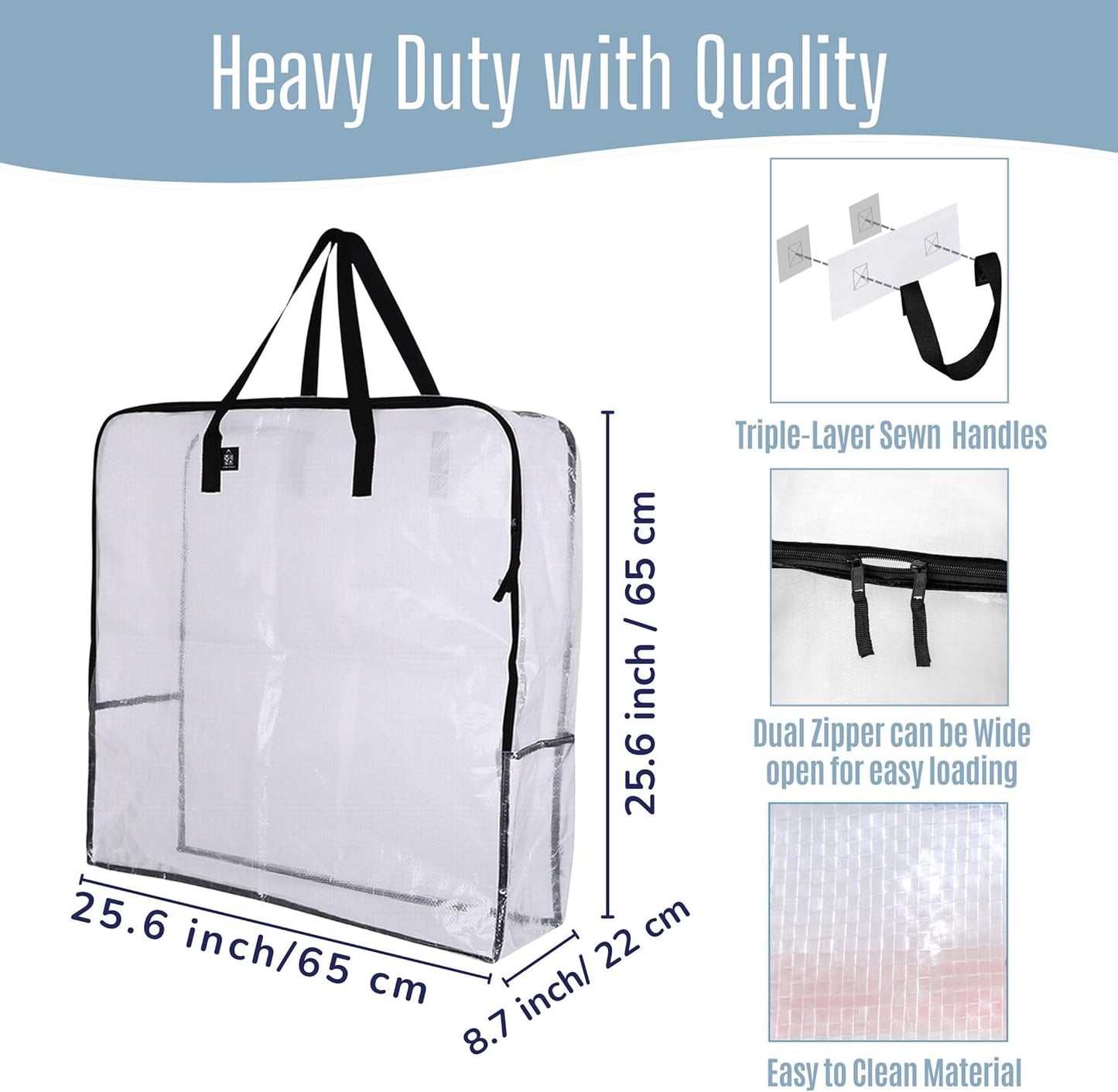 VENO Clear Moving Bags - 4 Pack Heavy Duty Storage Totes for 30" Wreaths, Clothes & Bedding