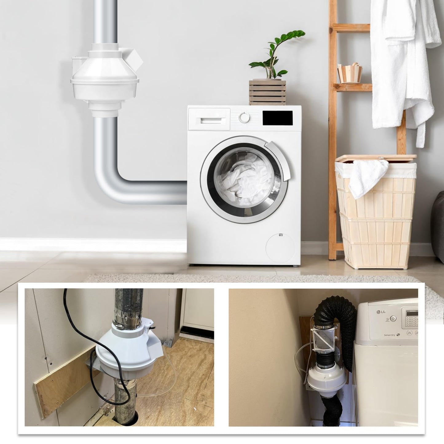 Dryer Booster Fan with Auto On/Off Pressure Sensor-4” DBF 110 Inline Dryer Vent Booster for Long Duct Runs for Indoor/Outdoor, Reduces Drying Time & Lint Buildup 167 CFM