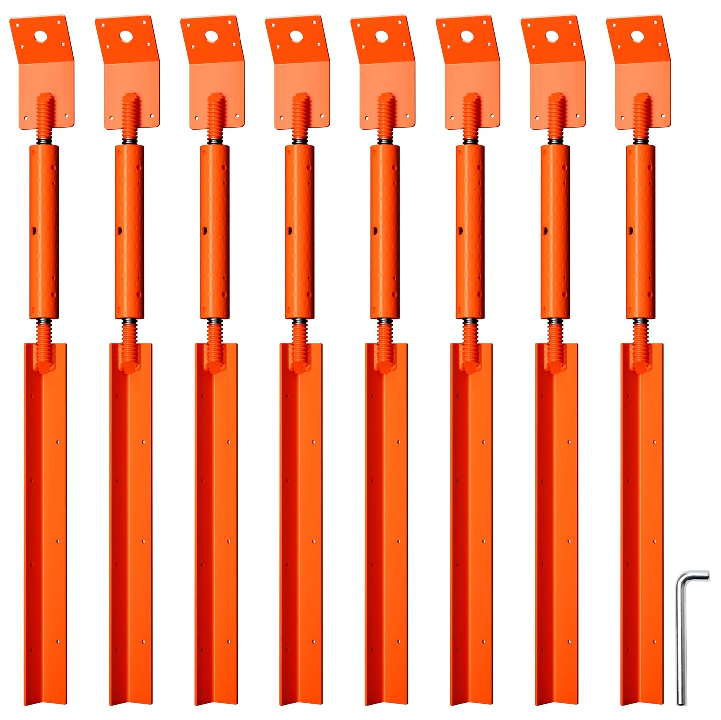 EPCEE Adjustable Wall Brace Concrete Turnbuckle Form Aligner 33.2"-40" Length Heavy-Duty Steel Formwork Support Anti-Loosening Brace for Walls/Columns/Beams (8, Safety Orange, 33.2"-40")