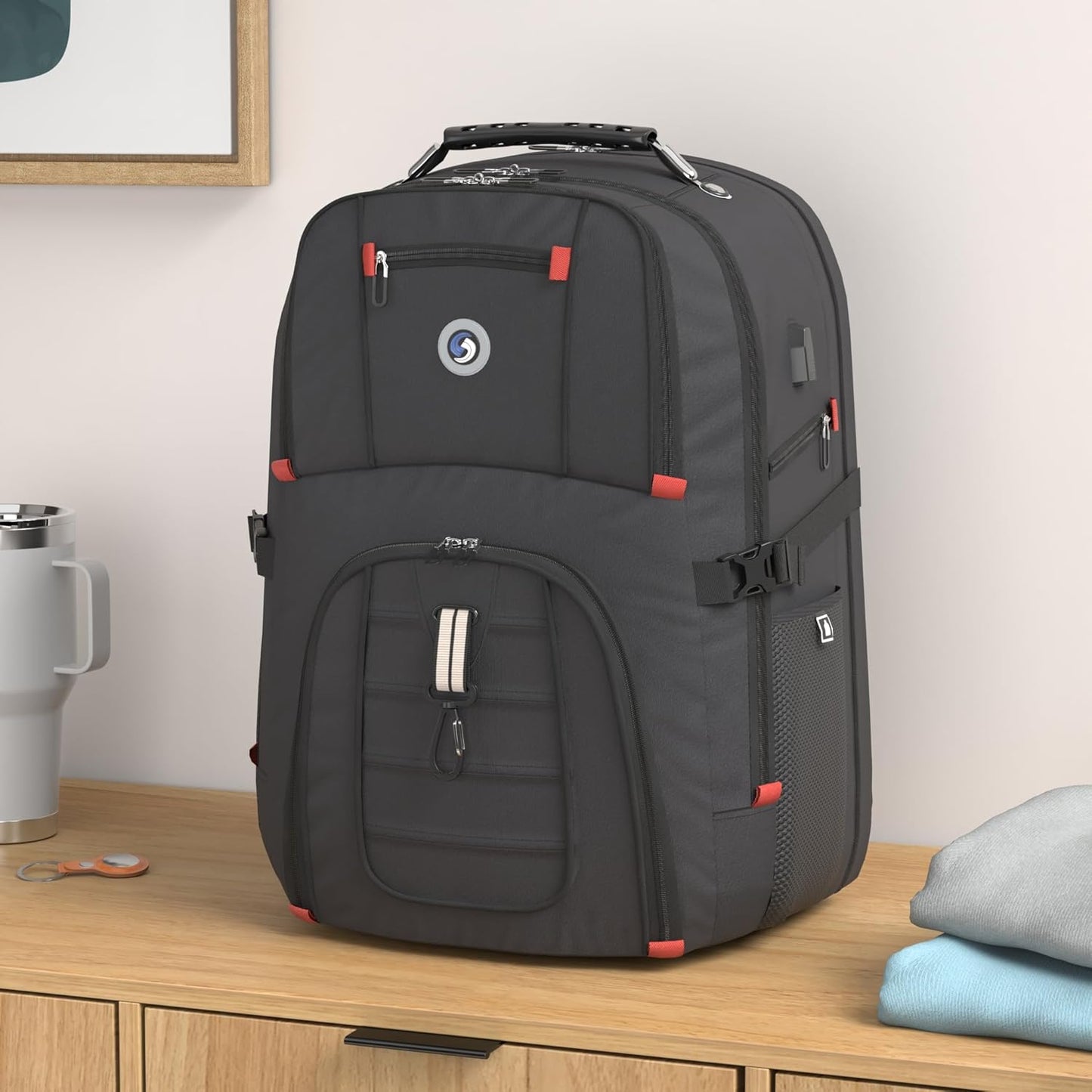SHRRADOO 50L Backpack Backpack 17 Inch Extra Large Travel Laptop with combination lock, College High School Airline