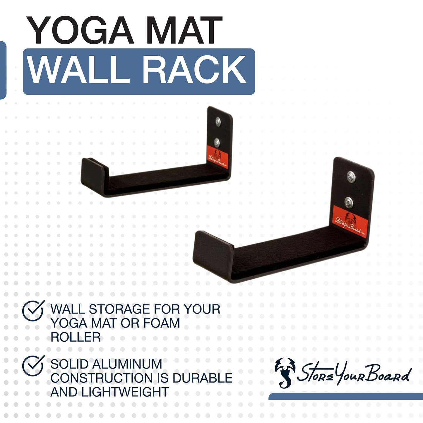 StoreYourBoard Yoga Mat Storage Rack, Large, Foam Roller Wall Hooks, Exercise Mat Holder, Fitness Gear Organizer (Large)