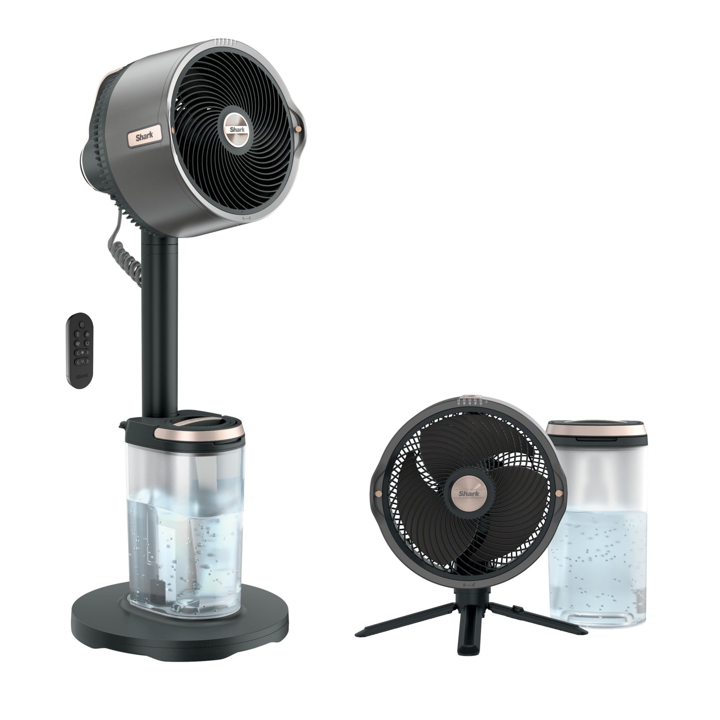 Shark FlexBreeze Pro Mist Fan — Indoor & Outdoor, Integrated Misting, Pedestal to Tabletop, Corded or Cordless, Up to 24-Hr Battery, Oscillating, Charcoal Grey, FA302
