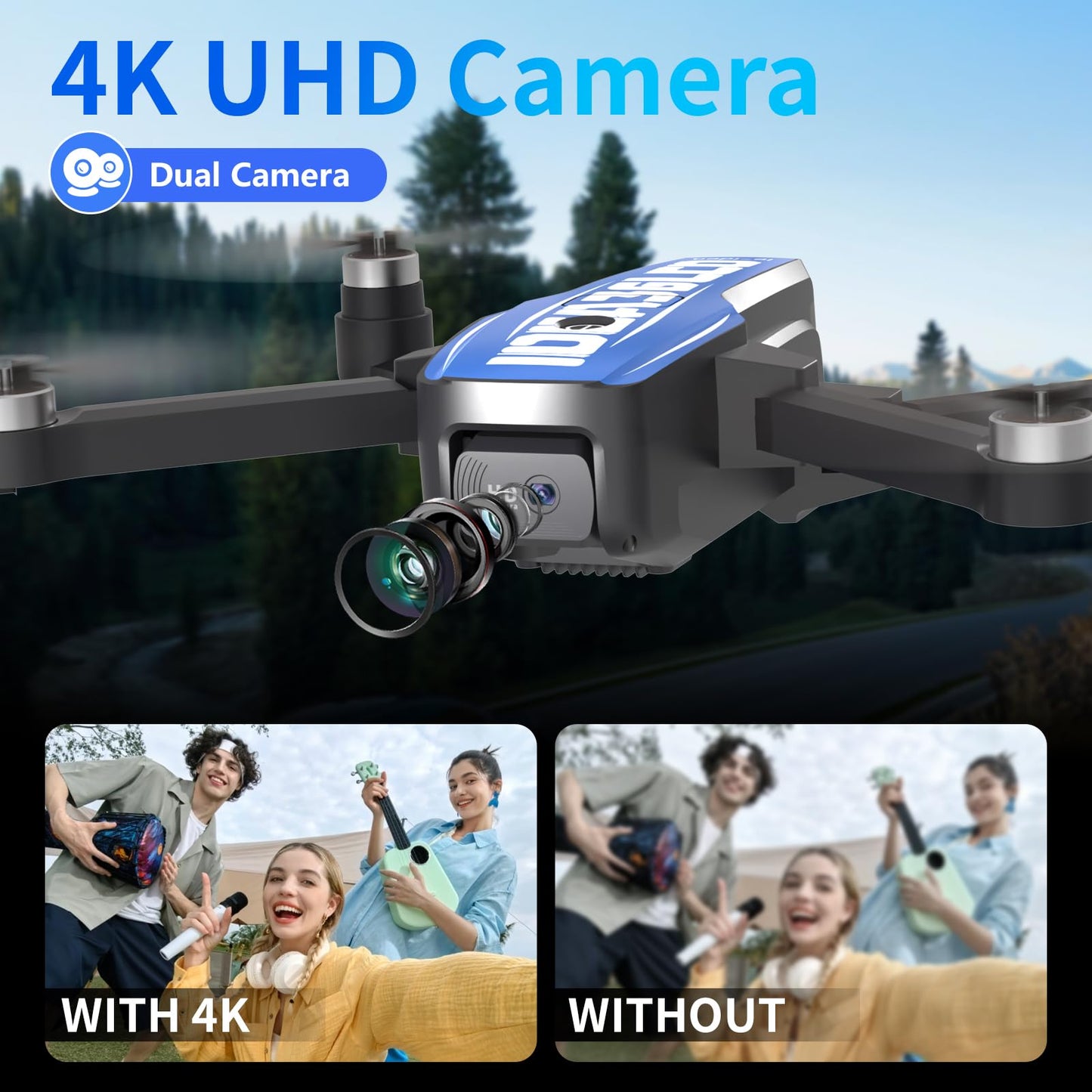 LE-IDEA GPS Drones with Camera for Adults 4k Professional, IDEA36LCD Drones with 4.5-inch LCD Screen Brushless Motor, Auto Return, Follow Me, One Key Start, Foldable RC Quadcopter for Beginners
