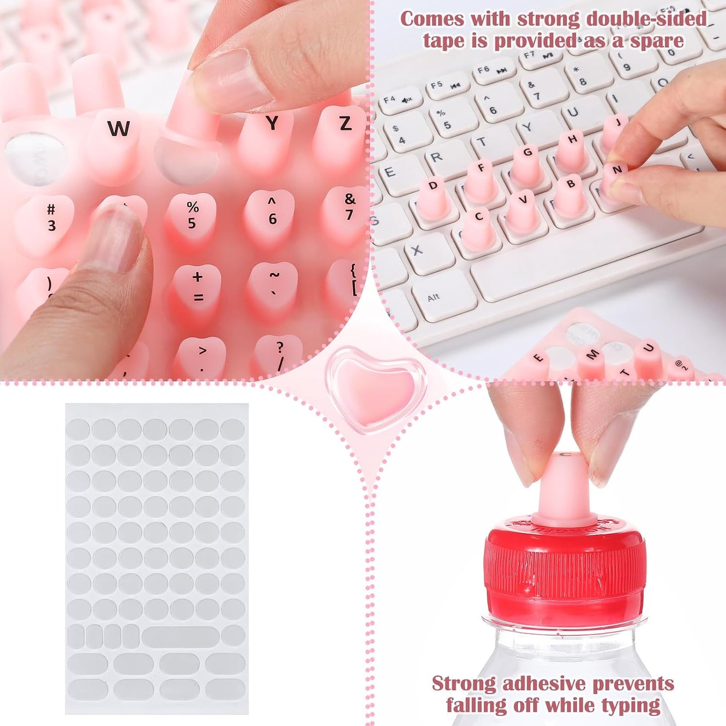 Kingdder 70 Pcs Raised Keyboard Stickers for Long Nails with Letters - Universal Raised Adhesive Nail Art Keyboard