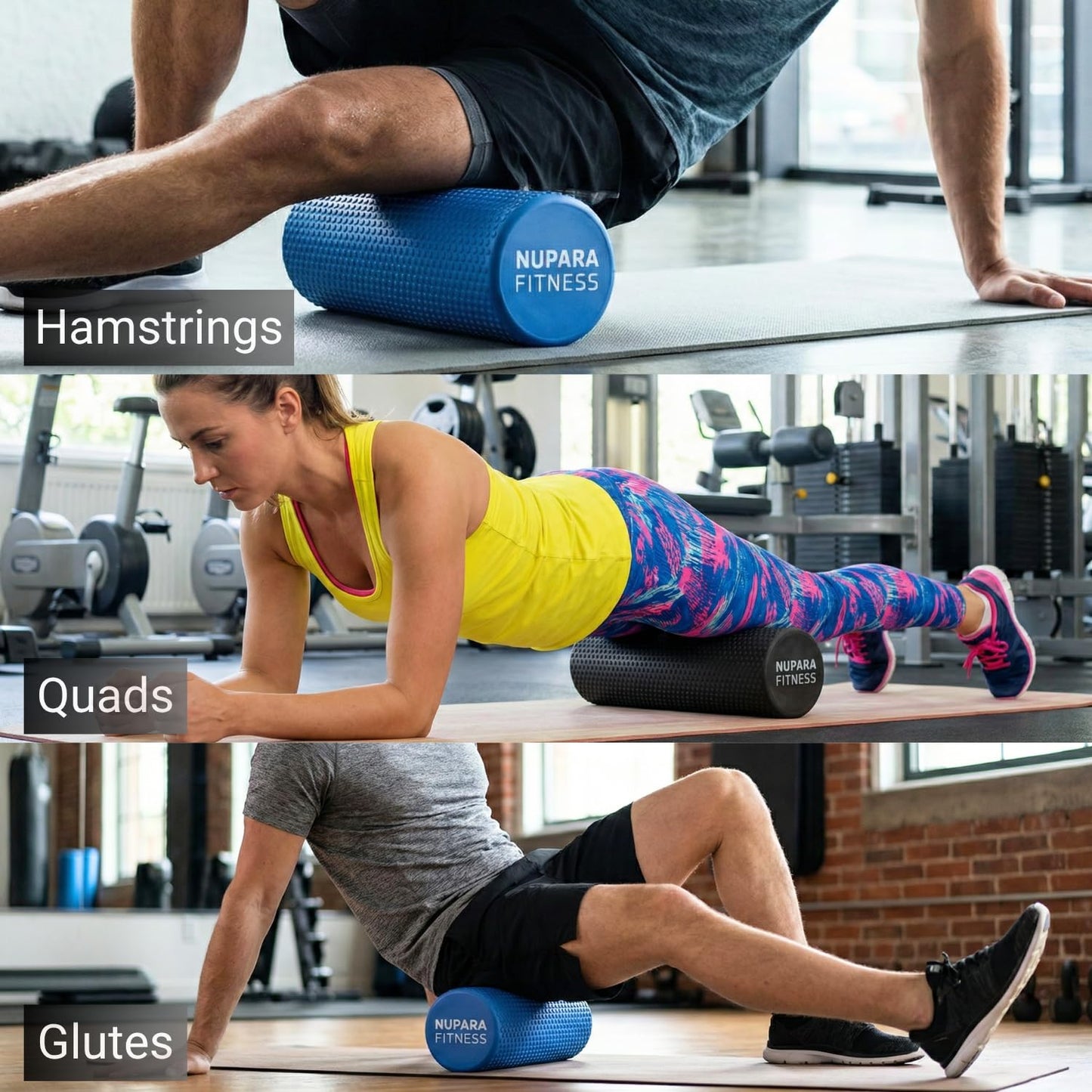 NUPARA FITNESS Foam Roller for Back, Legs, Hips, and Deep Tissue Muscles | Foam Roller for Physical Therapy, Exercise, Running, Cycling, Sports, Recovery, and Yoga. (Dark Blue, 18 inch - Large)