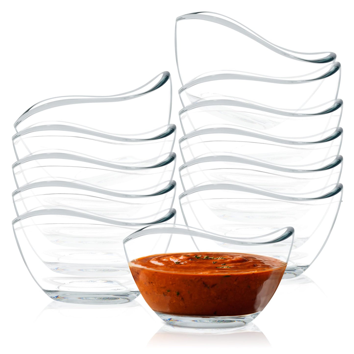 Vikko Mini Glass Bowls, Set of 12 Soy Sauce Dishes, Small 2.25 Ounce Dipping Sauce Cups, Dipping Bowls, Multi Purpose Small Glass Bowls for Dessert, Candy, Kitchen Prep, Dishwasher Safe