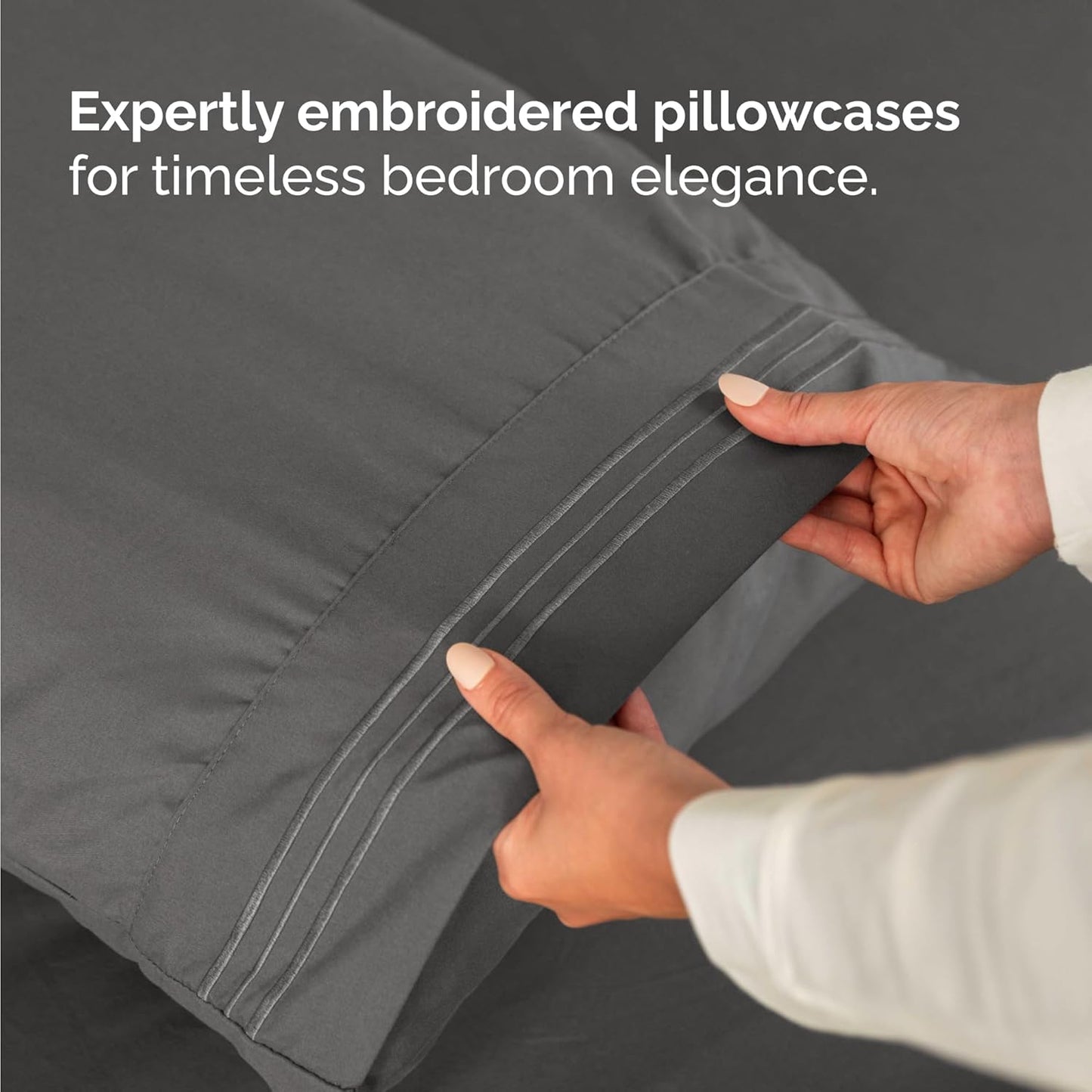 Skiennix Twin Size 3-Piece Sheet Set - Comfy Cooling Bed Sheets - Ultra-Soft, Deep Pockets - Charcoal