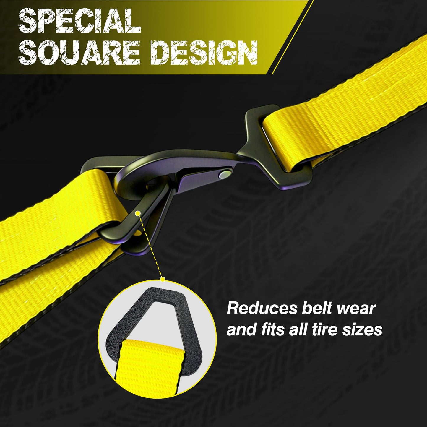 2'' x 96'' Car Trailer Tie Down Straps with Snap Hook for Trailers Heavy Duty, 10,000 lbs Break Strength, 4-Pack Steel Ratchet, 4 Adjustable Car Hauler Straps, 4 Axle Straps - Yellow