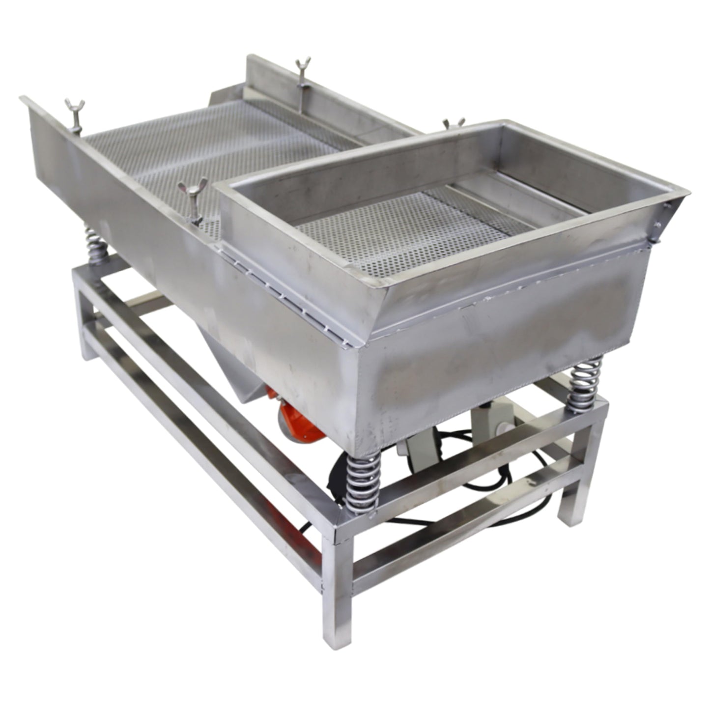 TECHTONGDA Straight Vibrating Sieve Screen Shaker Electric Linear Sifter Machine Stainless Steel One Layer Two Motor 4mm Screen Size 15.7×37.4inch 110V