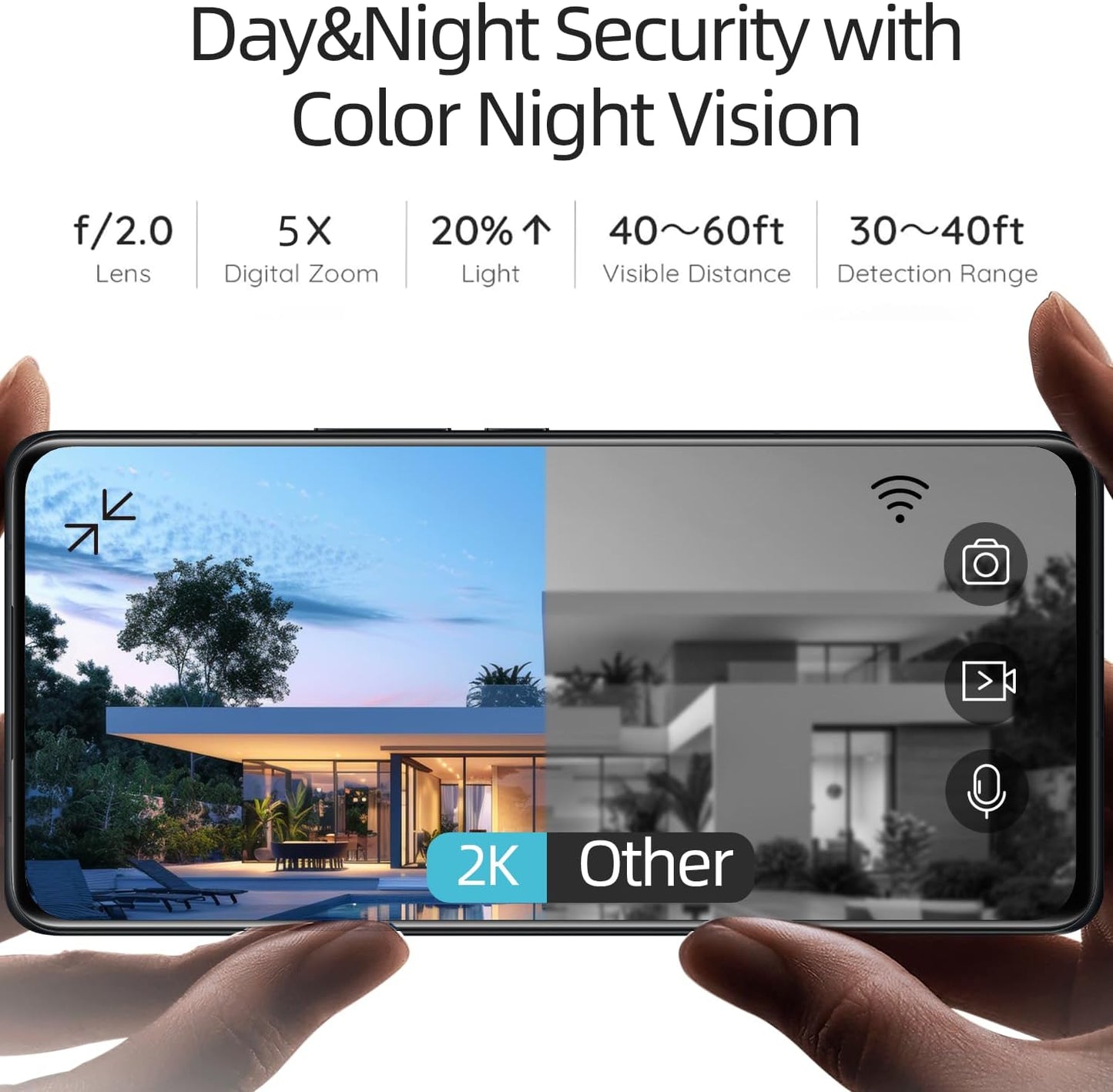 Rraycom 5G/2.4GHz Outdoor,2K Vision,2-Way Talk,IP65, WiFi Security Cameras Wireless Battery Home Security Camera