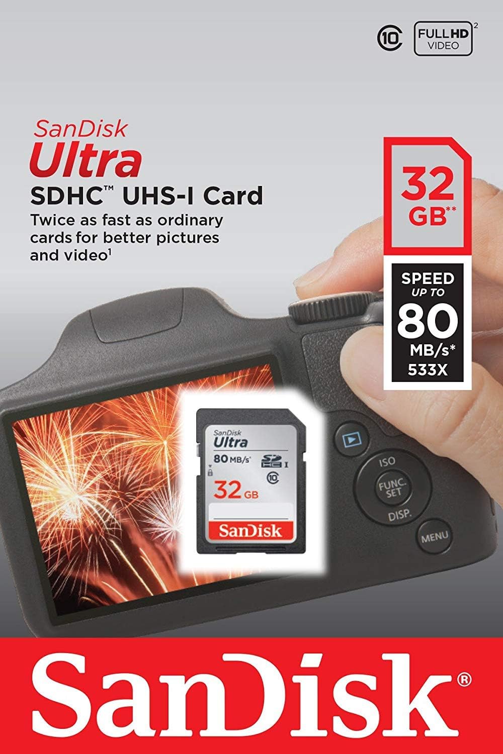 Sandisk 32GB 10 80MB/s (SDSDUNC-032G-GN6IN) Ultra Class SDHC UHS-I Memory Card up