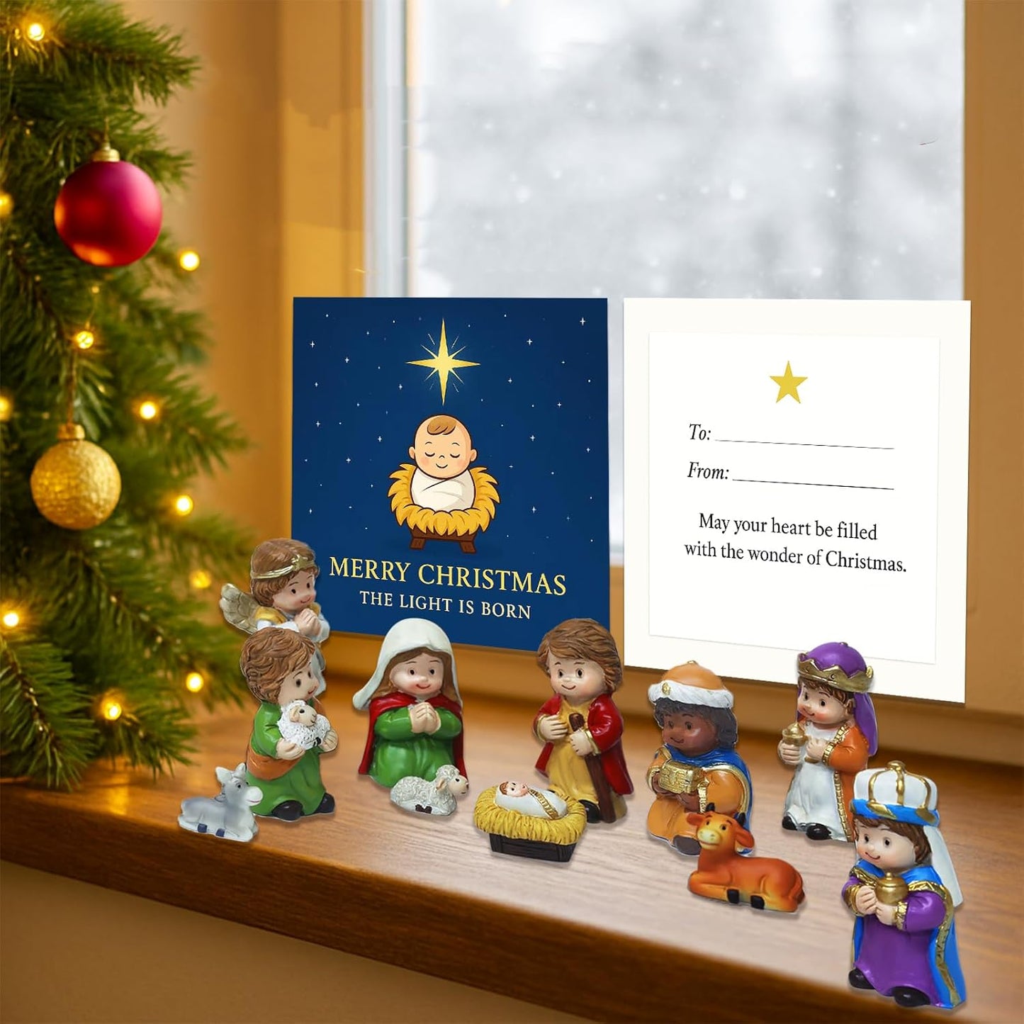 Regine Switzerland 12-Piece Nativity Scene Figurine Set - Christmas Manger Display with Holy Family & Wise Men | Gift-Boxed Holiday Décor