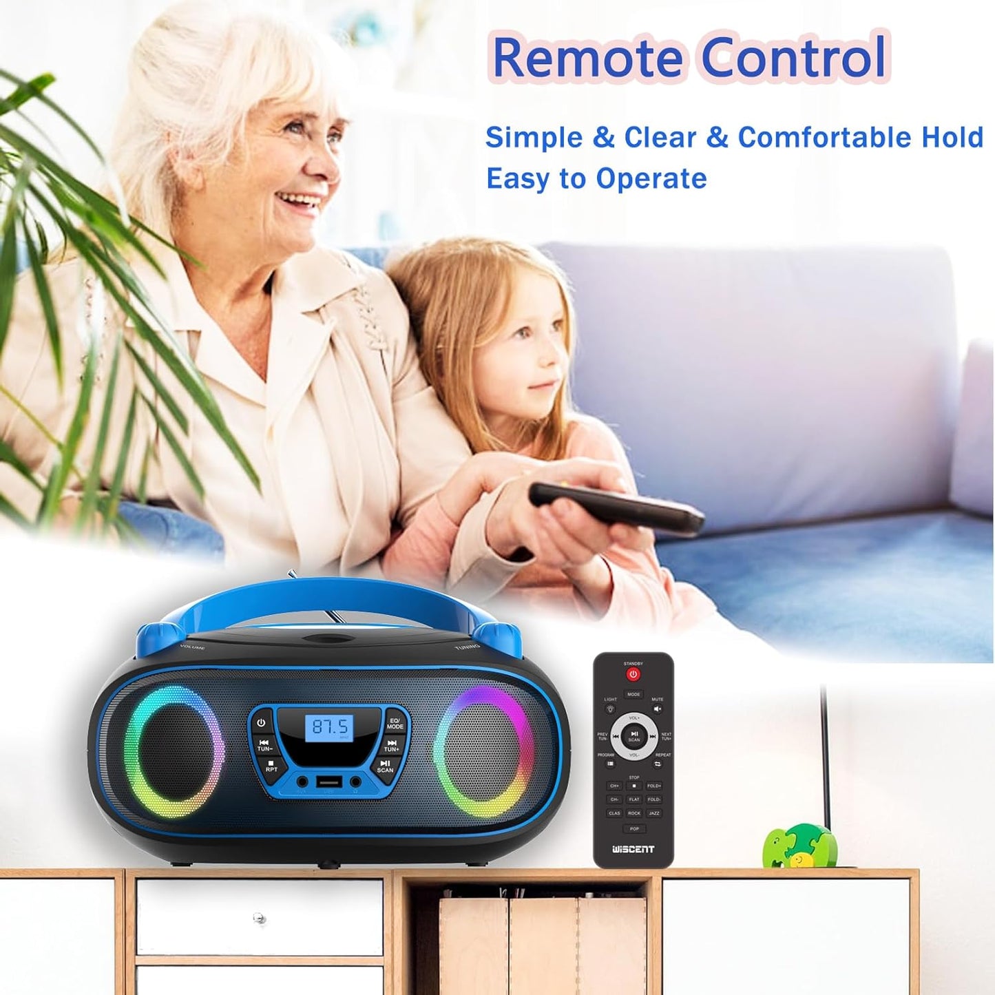 WIITHINK MP3 Jack,MP3 Portable Radio CD Player Boombox with Bluetooth,FM Radio,USB Playback,AUX-in,Headphone CDs