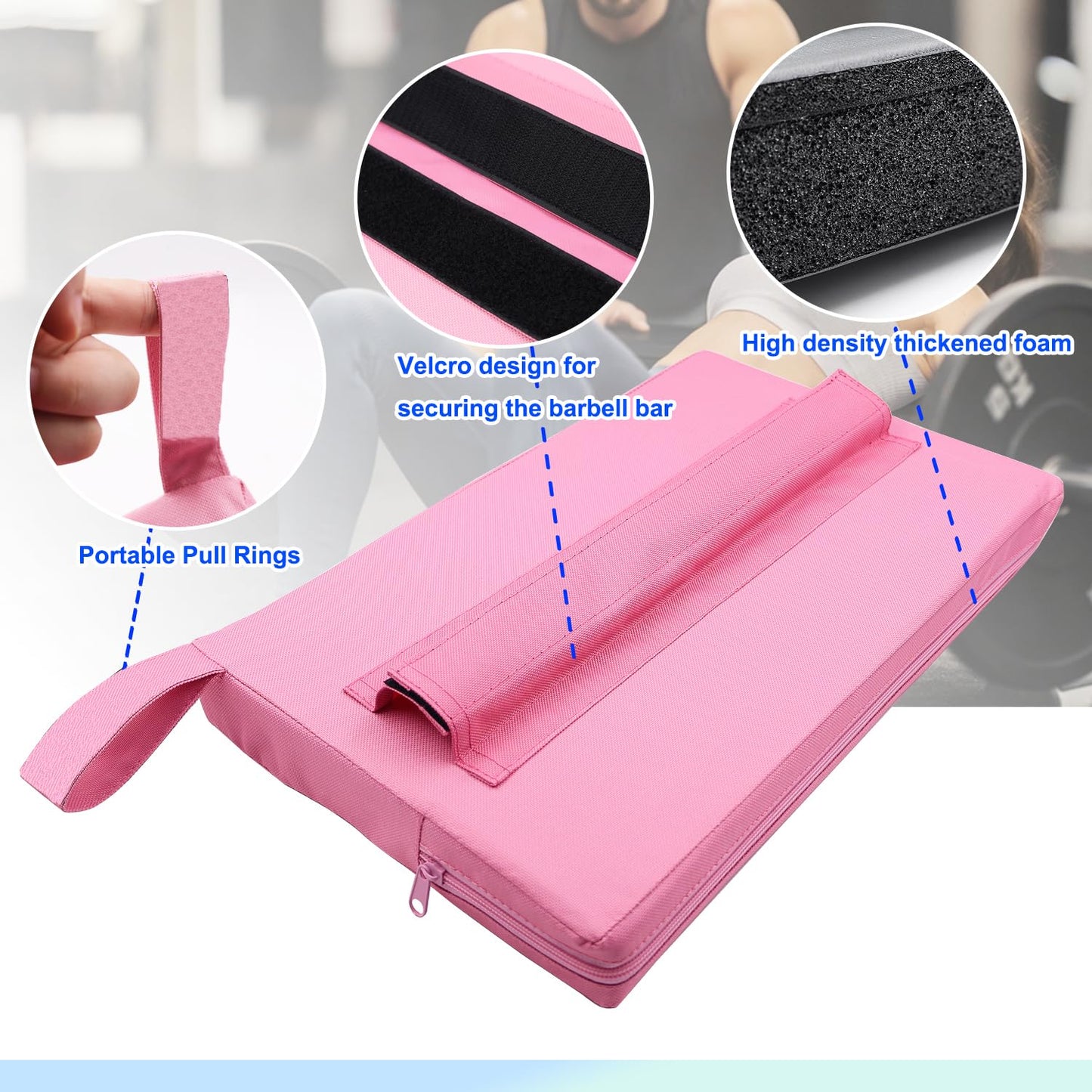 Lights Mountain Square Hip-Thrust Pad Protective Extra Thick Foam pad for Barbell Weightlifting Hip Thrusts and Glute Bridges Workouts Home Gym Equipment (Pink)