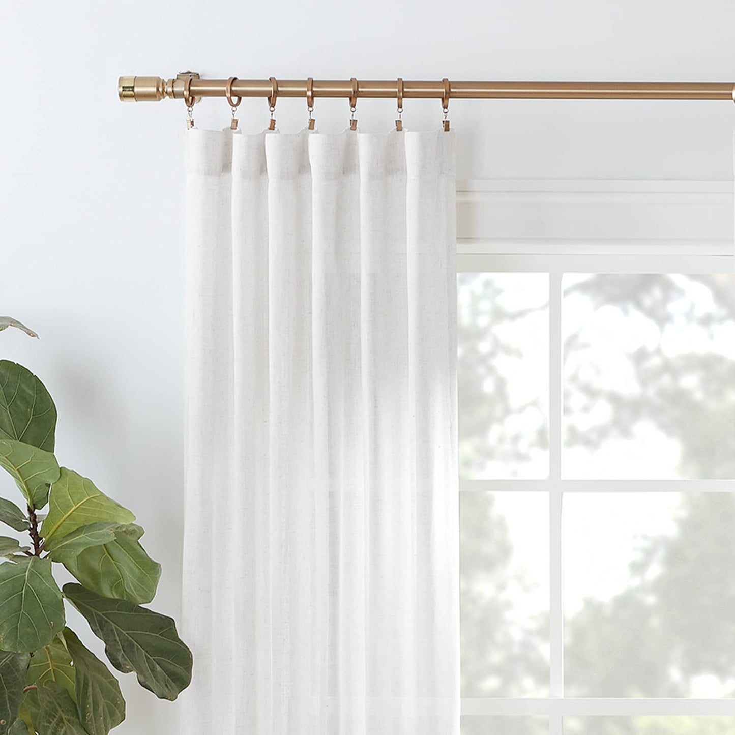 MODE Premium Collection Single Curtain Rod Set with Cylinder finials - 144 to 240 in, Warm Gold