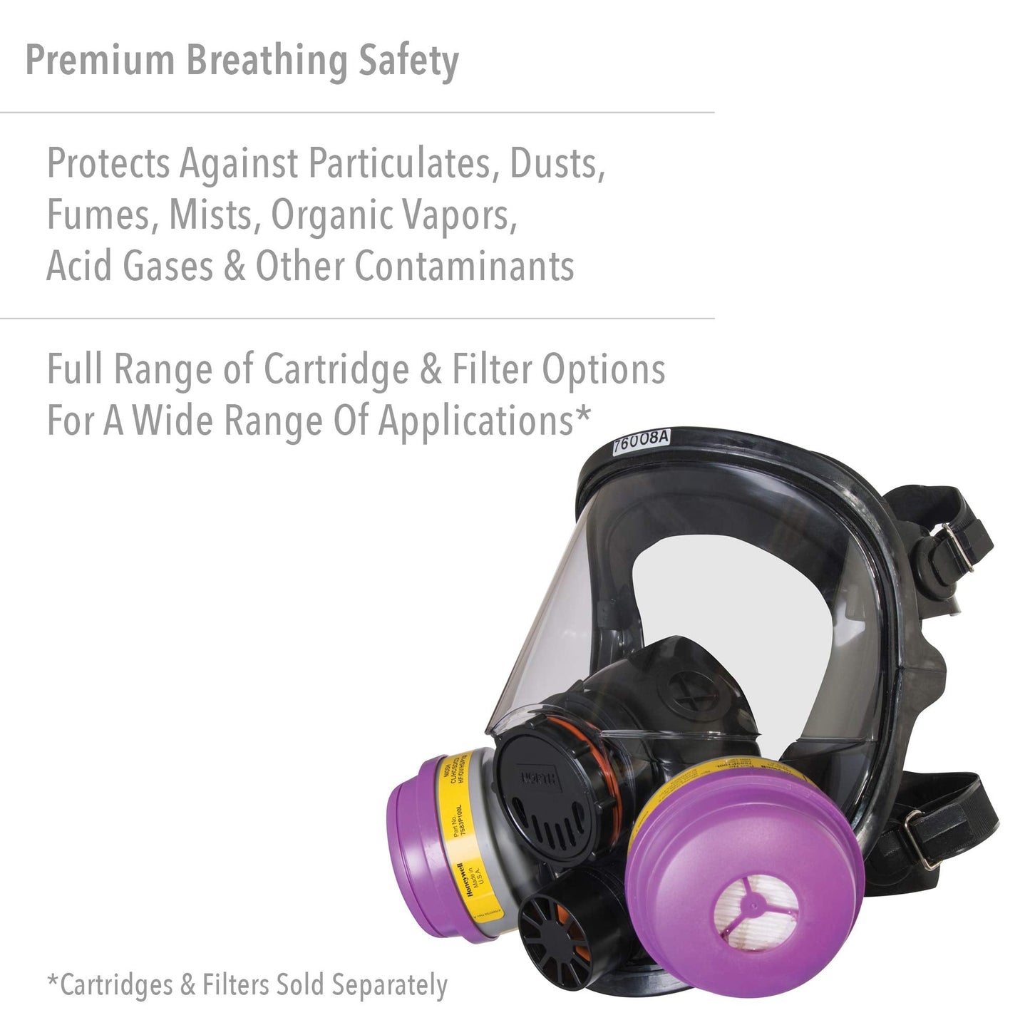NORTH Honeywell North 7600 Series Niosh-Approved Full Facepiece Silicone Respirator, Small (760008AS)