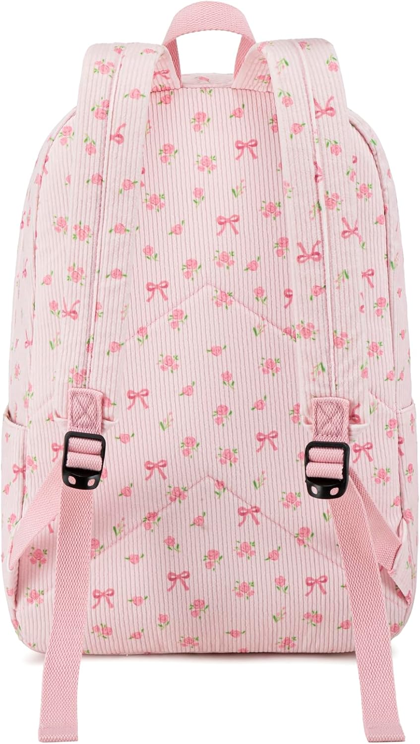 Backpack 17 inch Floral-1) BTOOP School for Girls Teens Large Corduroy Bookbag Lightweight Casual High School College