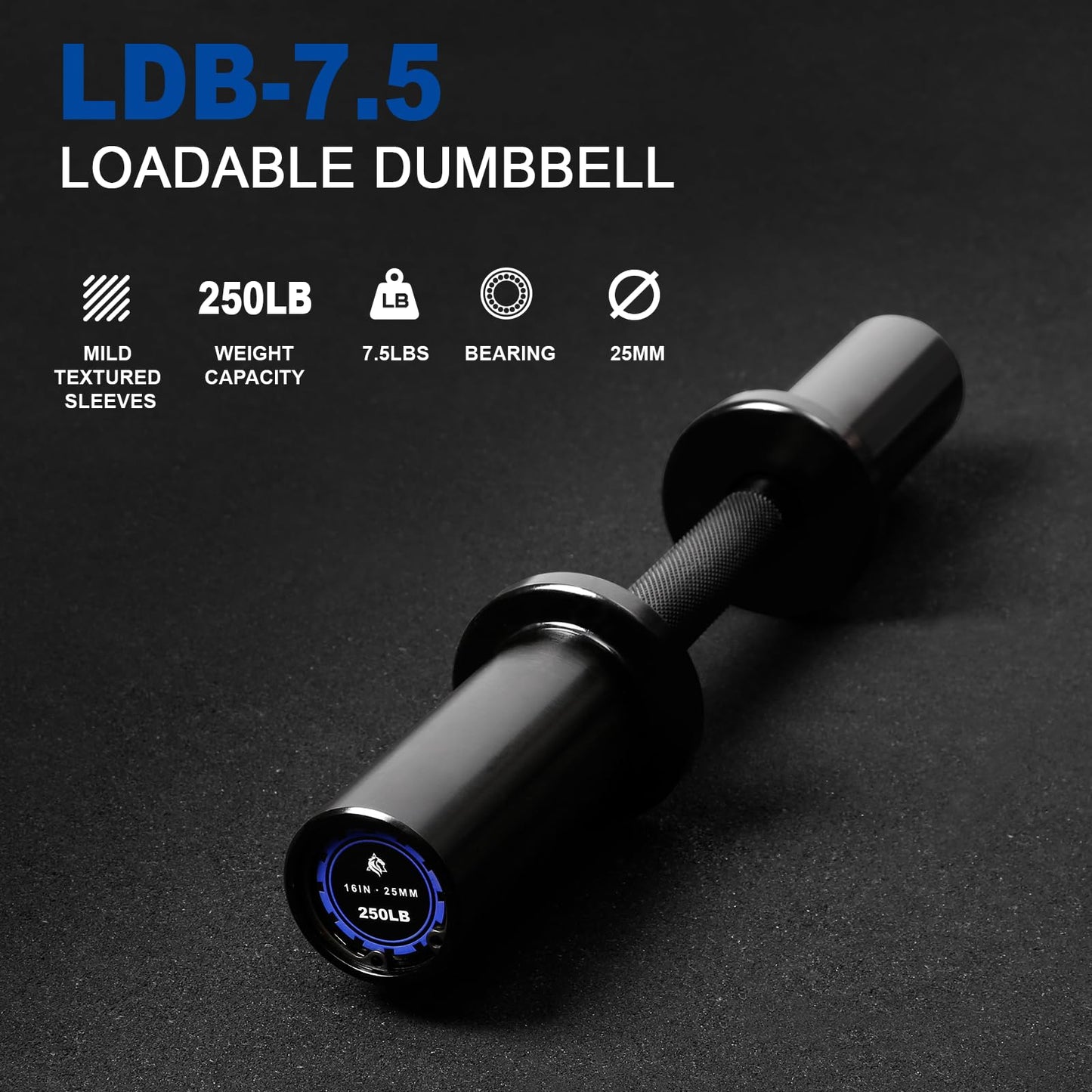 LIONSCOOL 16" Olympic Dumbbell Handles, Loadable Dumbbells Bar for Strength Training, Compatible with 2''Standard Plates, Includes 2 Pair of Spring Collars
