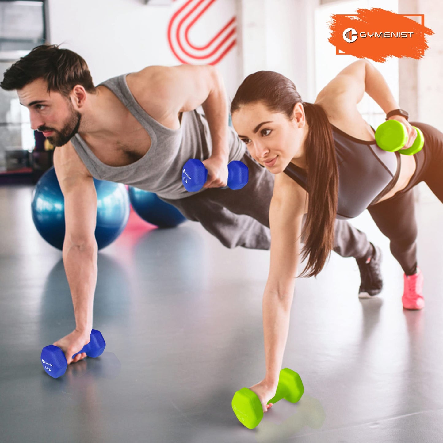 GYMENIST Pair of Dumbbells Set of 2 Soft Non Slip Grip Dumbbells Pair Covered with Neoprene (3 LB)