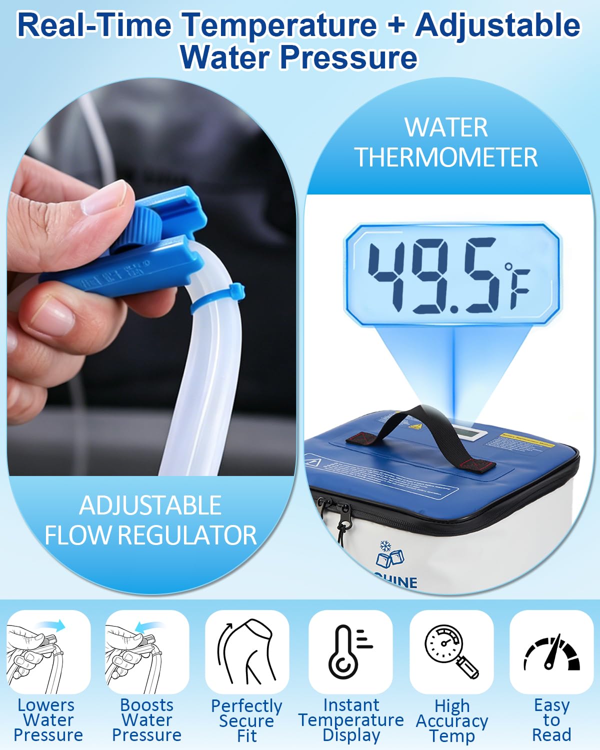 Cold Therapy Machine for Hip, 15.8Qt Large Ice Machine with Temp Display & Pressure Regulator, Cryotherapy Leak-Proof Hip-Specific Wrap, Whisper-Quiet Pump & 4 Timer Settings