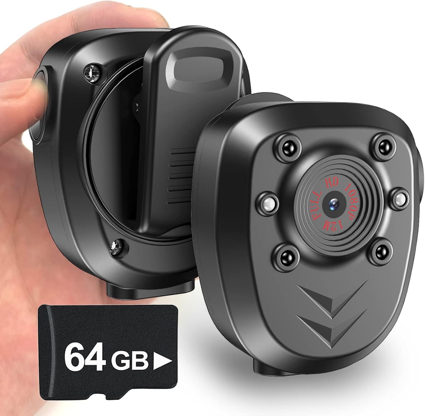 Muayb 64GB 1080P 6 Body Camera Police Civilians Patrol Portable Body Mounted Camcorder Night Vision Hours Battery Life