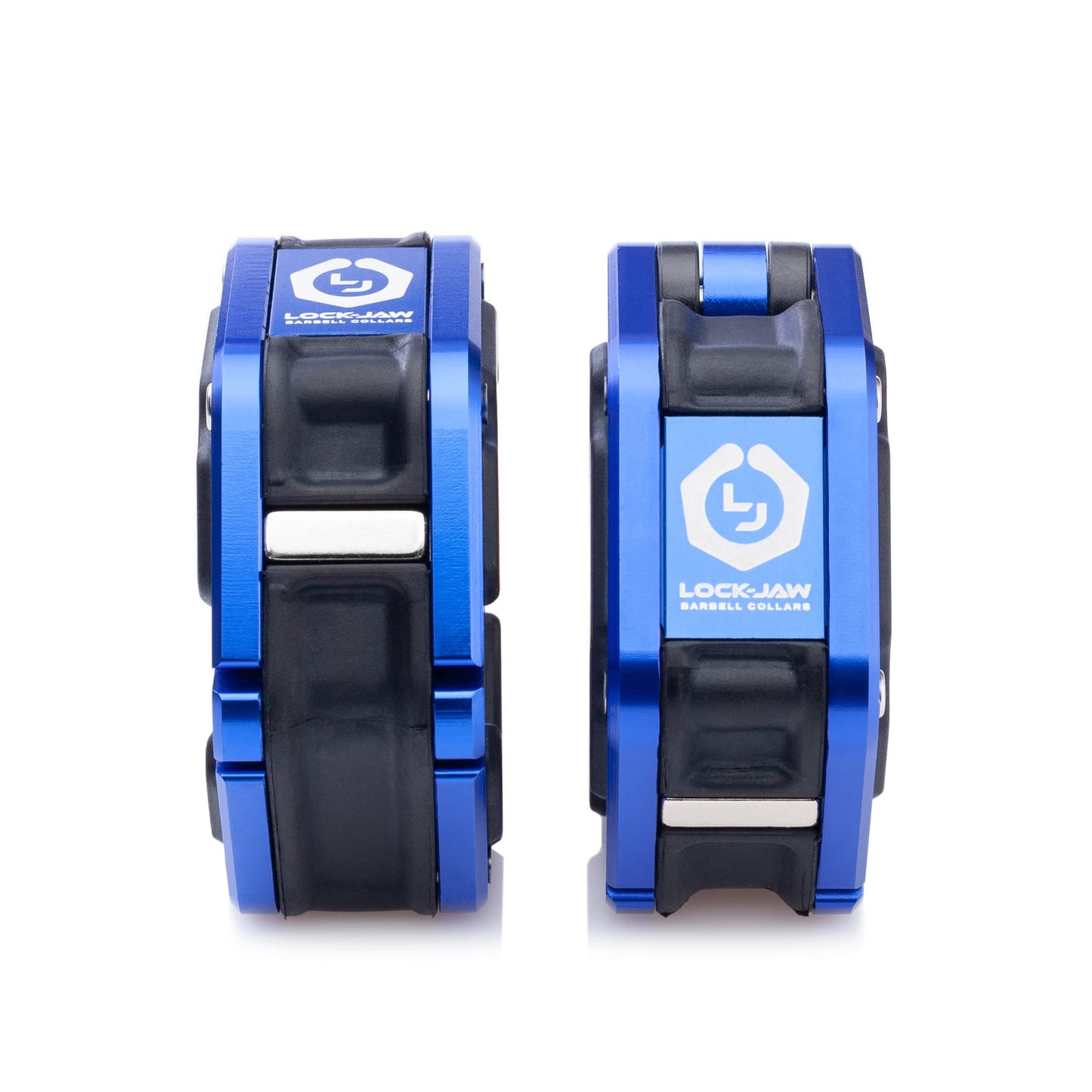 Lock-Jaw Flex Barbell Collars Olympic Barbell Clamps w/Magnet 2 Pcs – Heavy Duty Bar Clamps for 2” & 50mm Olympic Bars – Secure Weight Bar Clamps for Strength Training & Home Gym Accessories – Blue