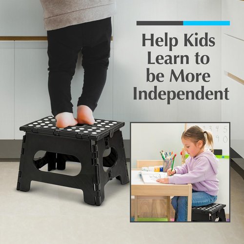 Handy Laundry Folding Step Stool - Lightweight & Sturdy for Adults and Kids - Easy One-Flip Design (Black | 2-Pack)