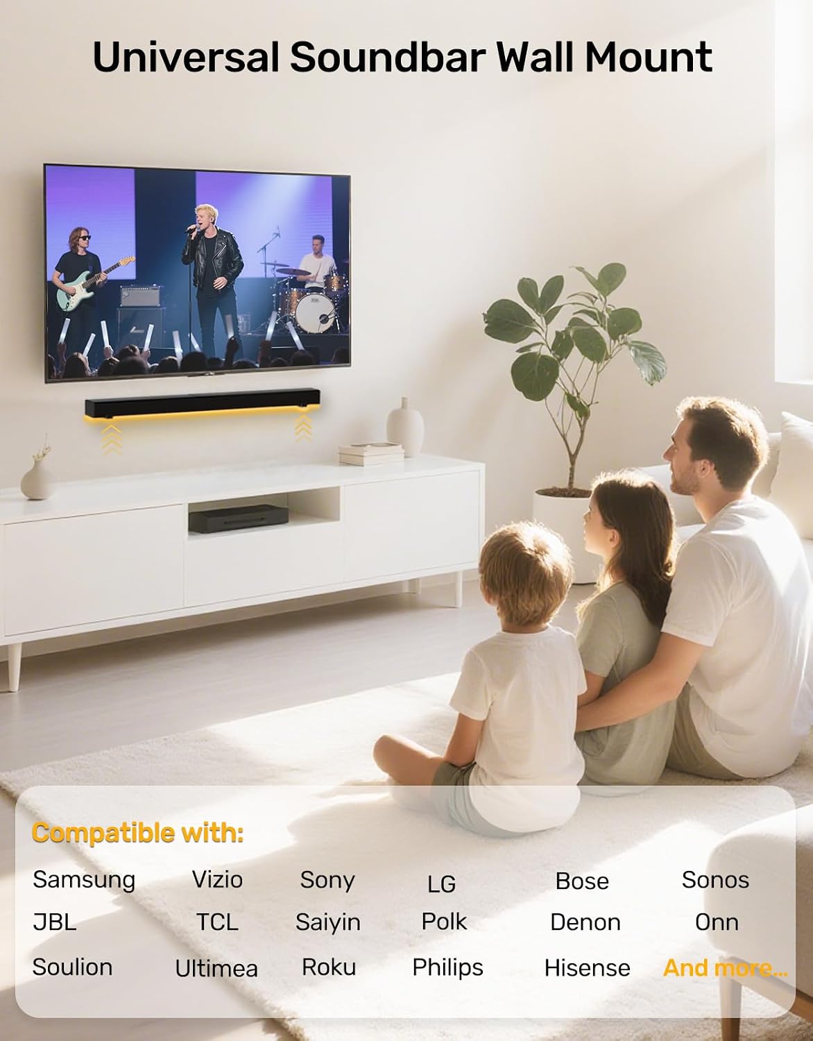jidinung 3.3"-6.5", 38 lbs Soundbar Wall Mount, All Metal Sound Bar Mounts Under TV for Samsung, Bose, Vizio, LG, Sony