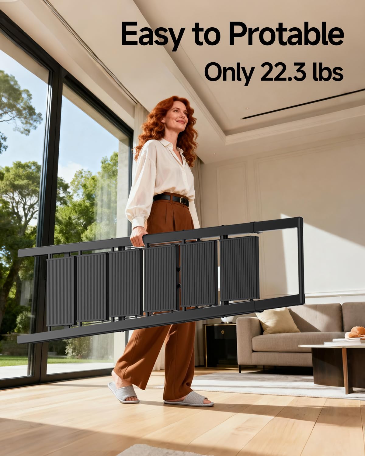 SOLADDER 6 Step Ladder with Handrails, Anti-Slip and Foldable Step Stool with Widen Pedals, Portable Stepladders for Home, Kitchen and Indoor, Space Saving -300lbs (Black)