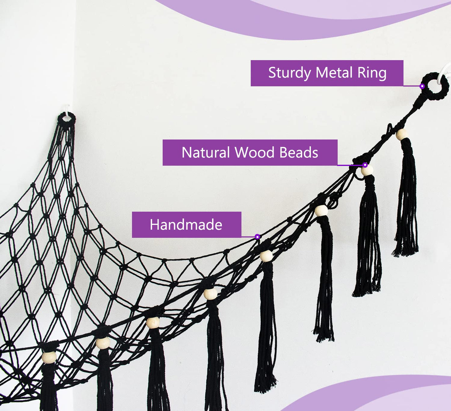 Diocos Exercise Ball Holder Wall Mounted Yoga Ball Rack Corner Hanging Net or Hammock for Fitness Ball,Balance Ball, Stability Ball Shelf for Yoga Studio and Gym