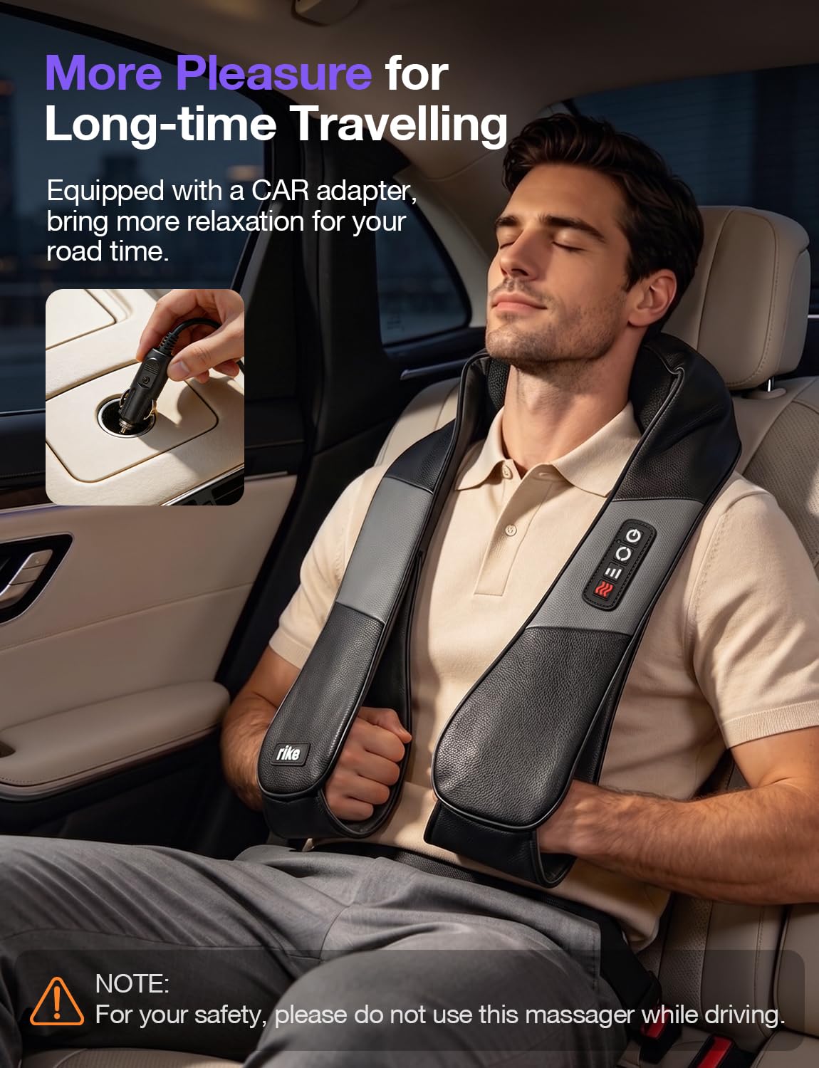 RIKE Neck Massager for Pain Relief Deep Tissue, Shiatsu Shoulder Massager with Heat, Corded Electric Back Massager with 3 Speeds, Fathers Day Gift Idea for Men Women Office, Car and Home Gym Use